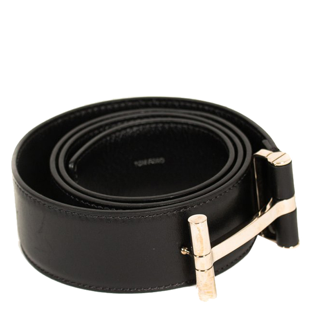 

Tom Ford Black Leather T Buckle Belt