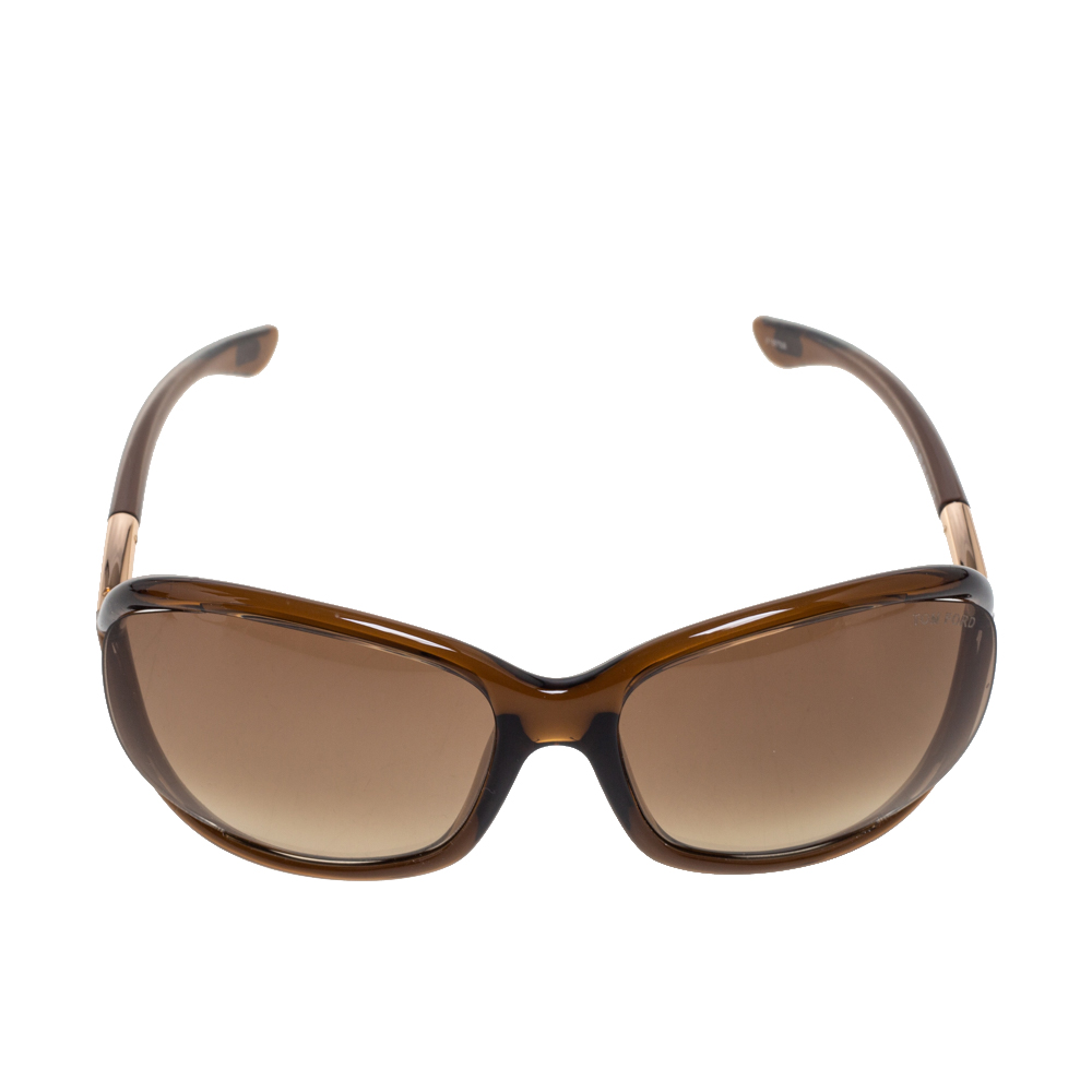 

Tom Ford Dark Havana/ Brown Gradient TF008 Jennifer Soft square Sunglasses
