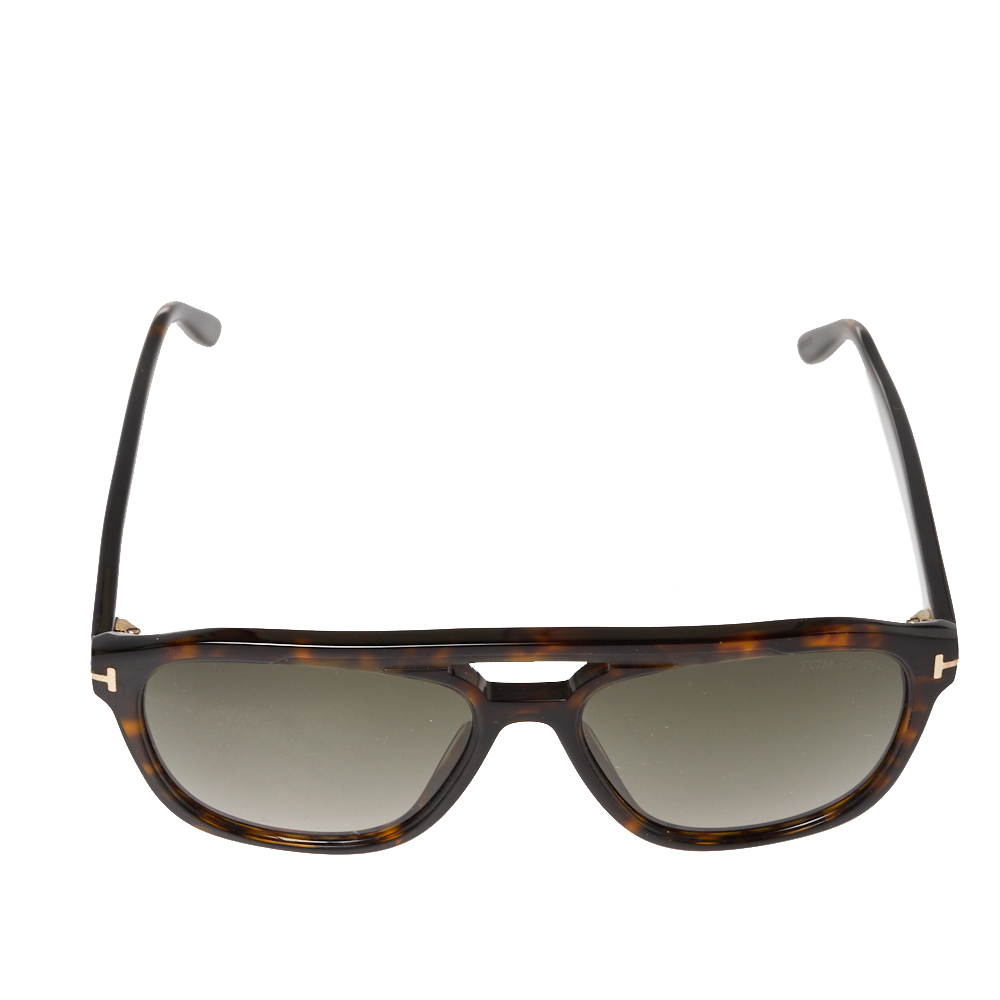

Tom Ford Havana/ Khaki Gradient FT0776 Gerrard Square Sunglasses, Green