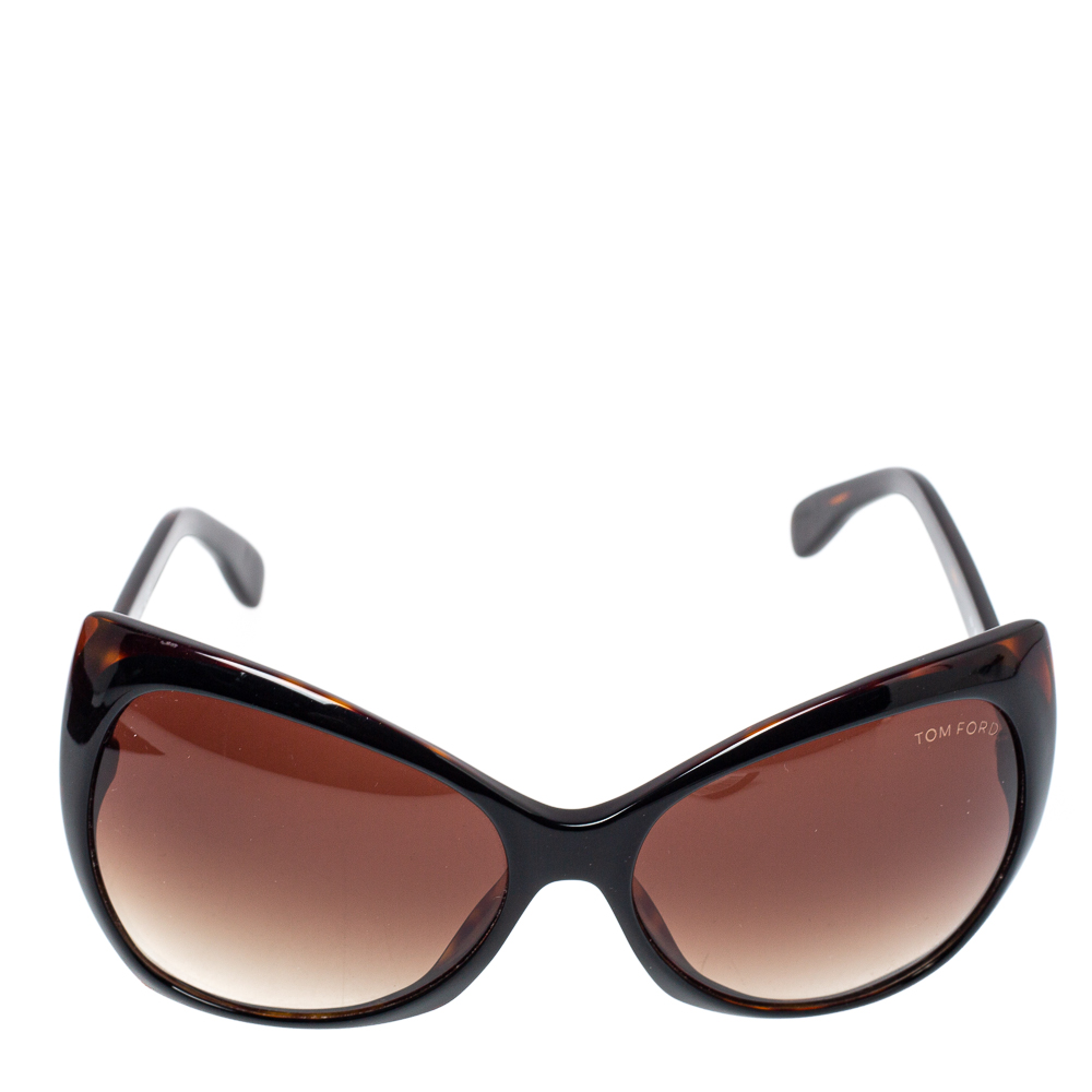 

Tom Ford Dark Havana/ Brown Gradient TF175 Nico Oversized Sunglasses