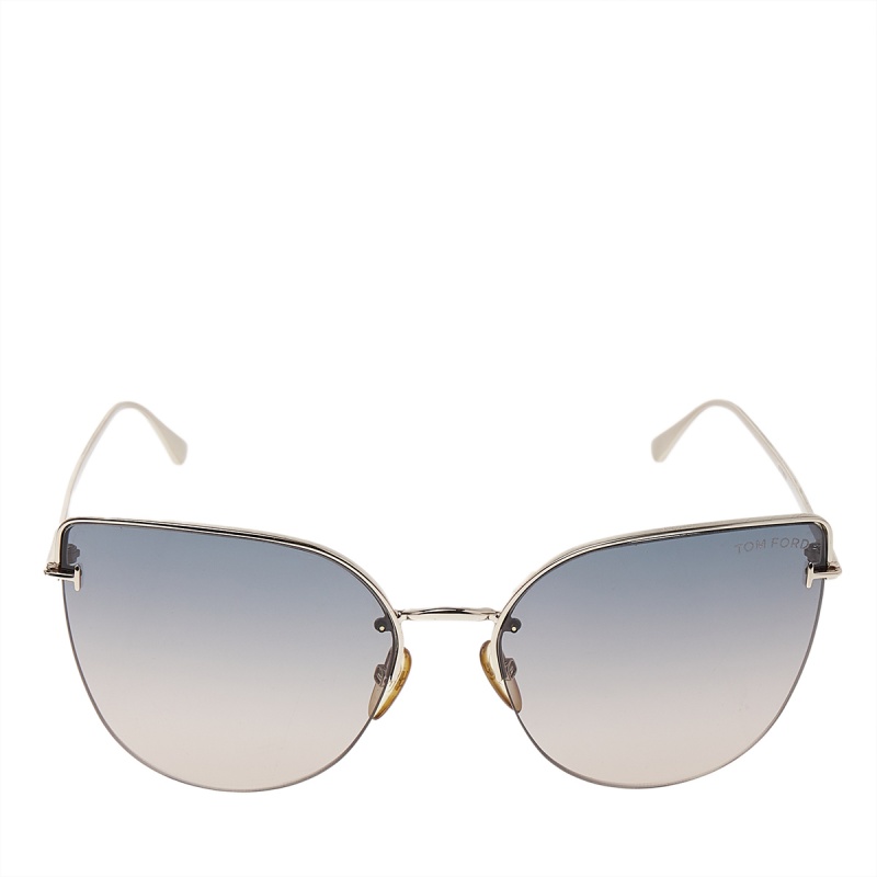 

Tom Ford Pale Gold Tone/Blue Gradient TF652 Ingrid-02 Cat-Eye Sunglasses