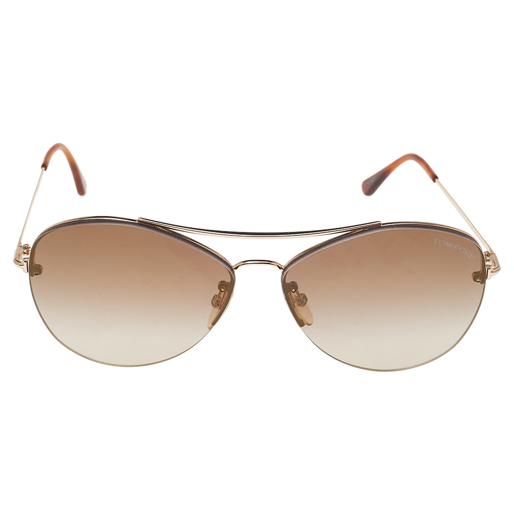 

Tom Ford Gold Tone/ Brown Gradient Margret-02 Aviator Sunglasses