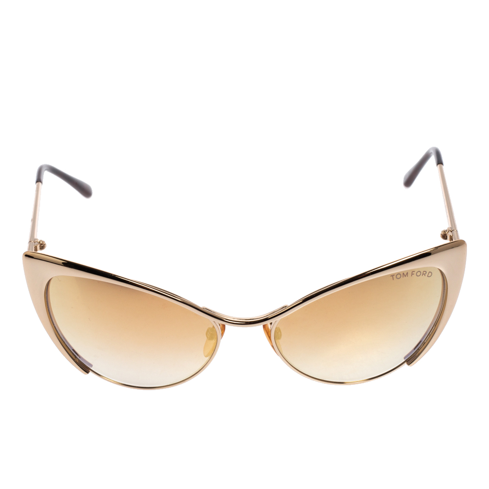 

Tom Ford Gold Metal Tone Natasya Mirror Cat Eye Sunglasses