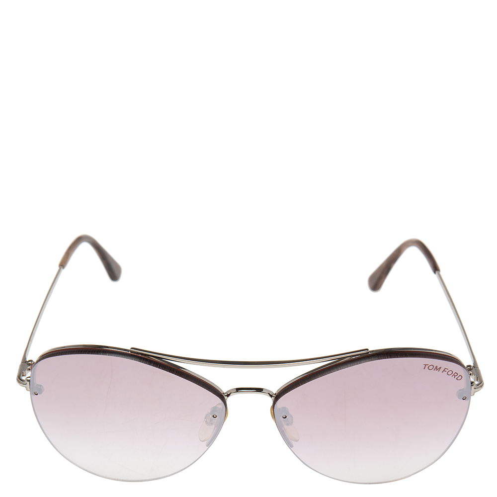 

Tom Ford Silver Tone/Pink Gradient Margret-02 TF566 Aviator Sunglasses