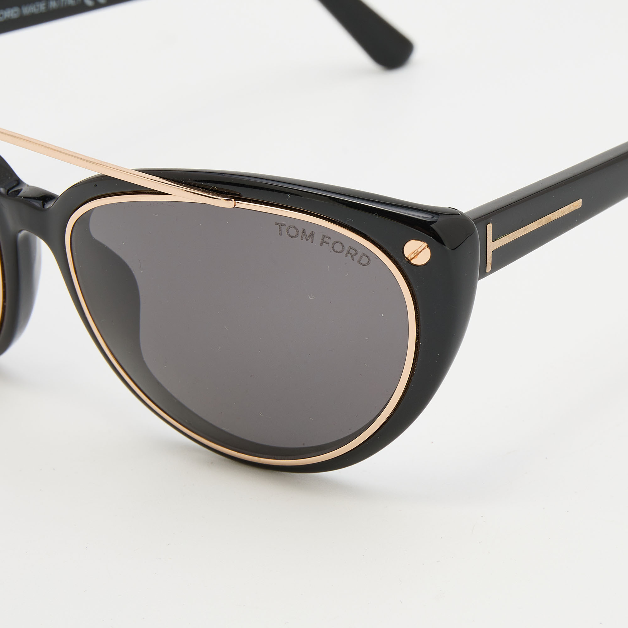 

Tom Ford Black & Gold Tone/Black Edita TF384 Cat-Eye Sunglasses