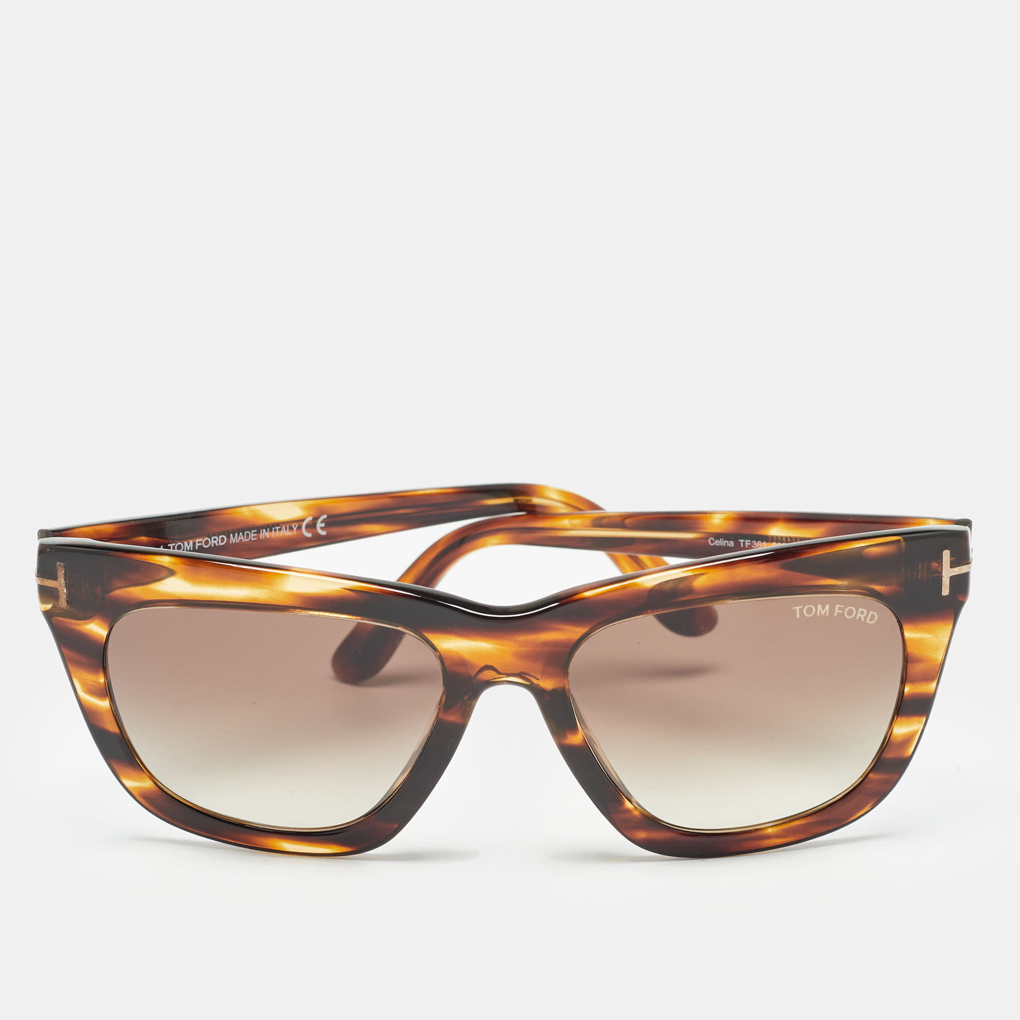 Pre-owned Tom Ford Brown Gradient Tf361 Celina Wayfarer Sunglasses