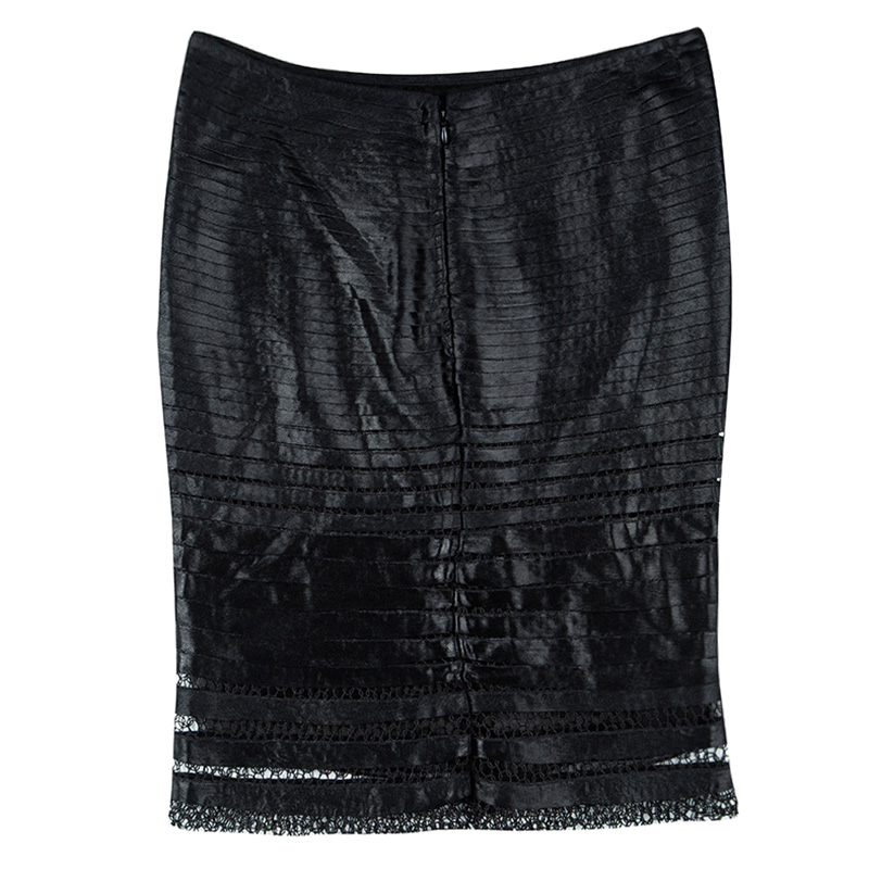 

Tom Ford Black Cutout Lace Detail Tiered Pencil Skirt