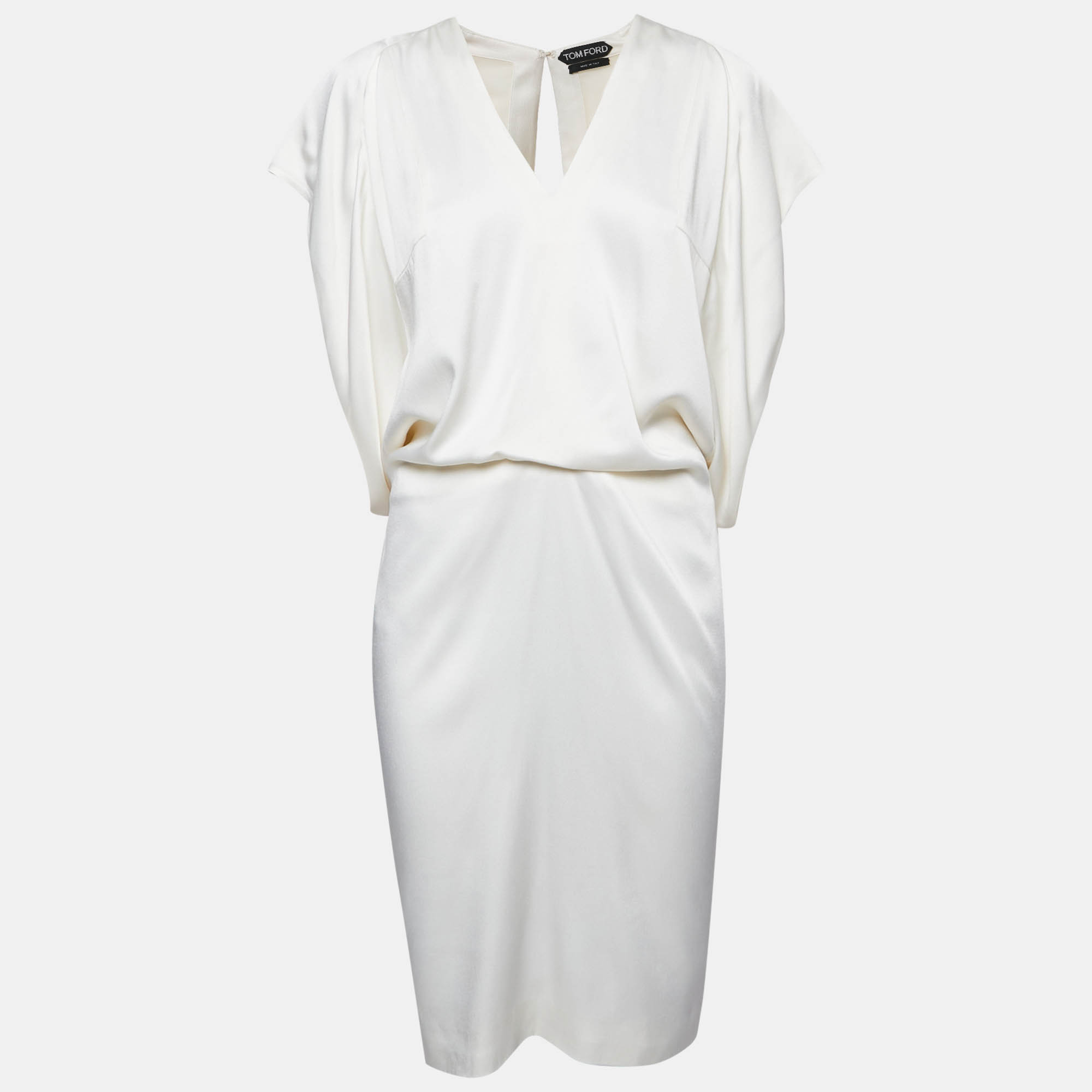

Tom Ford White Sateen Draped Mini Dress M