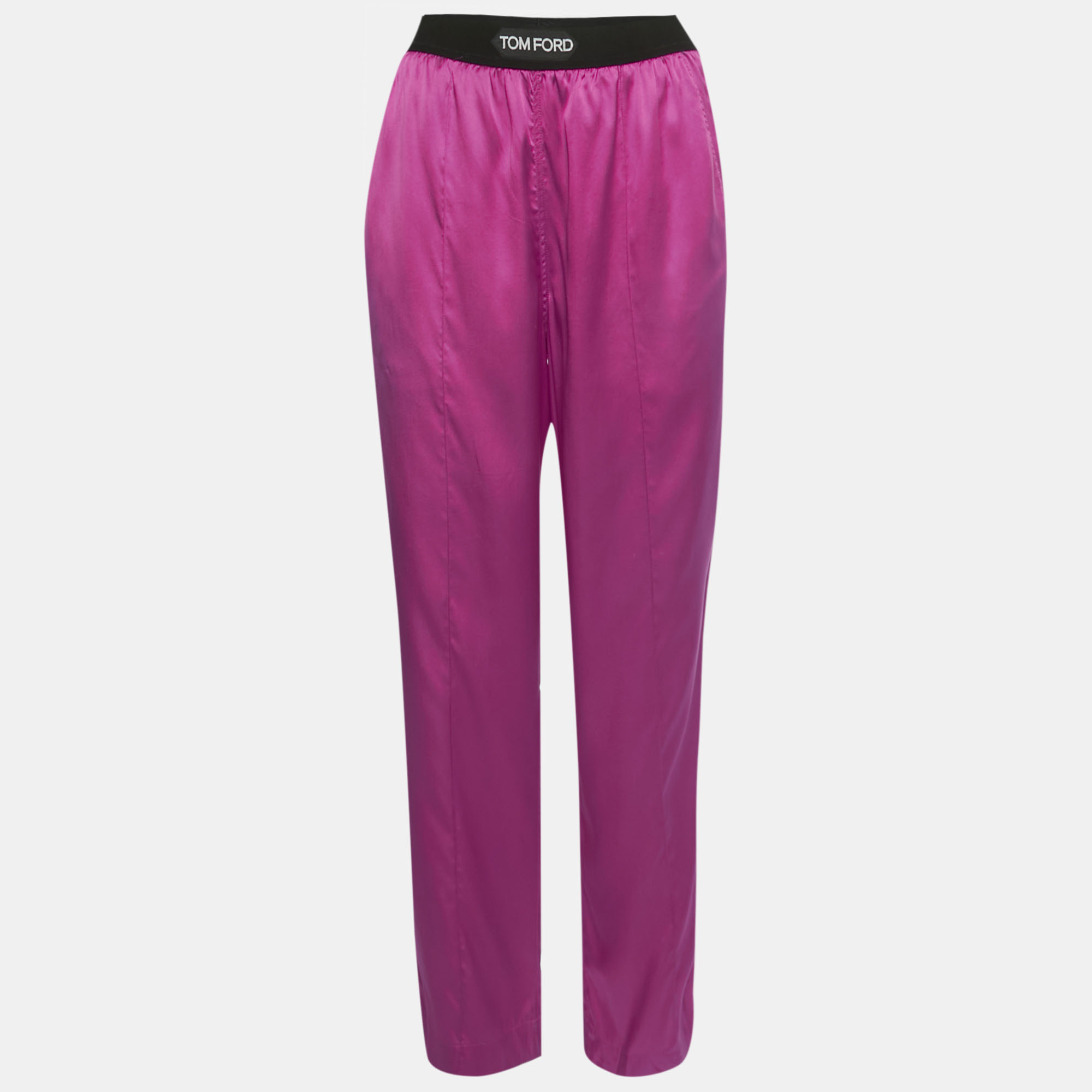 

Tom Ford Pink Logo Waistband Silk PJ Pants XS