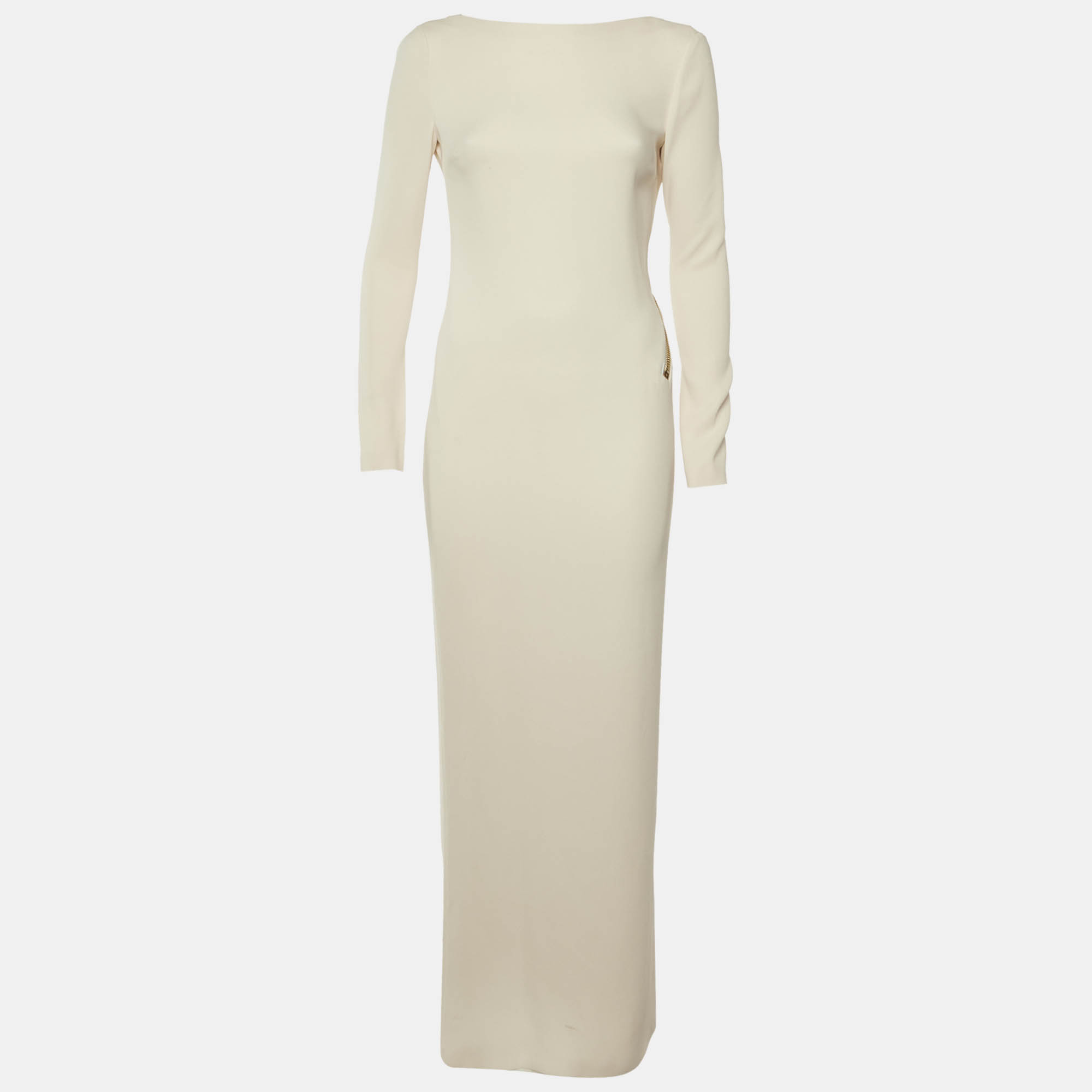 

Tom Ford Cream Silk Crepe Open Back Zip Detail Gown S