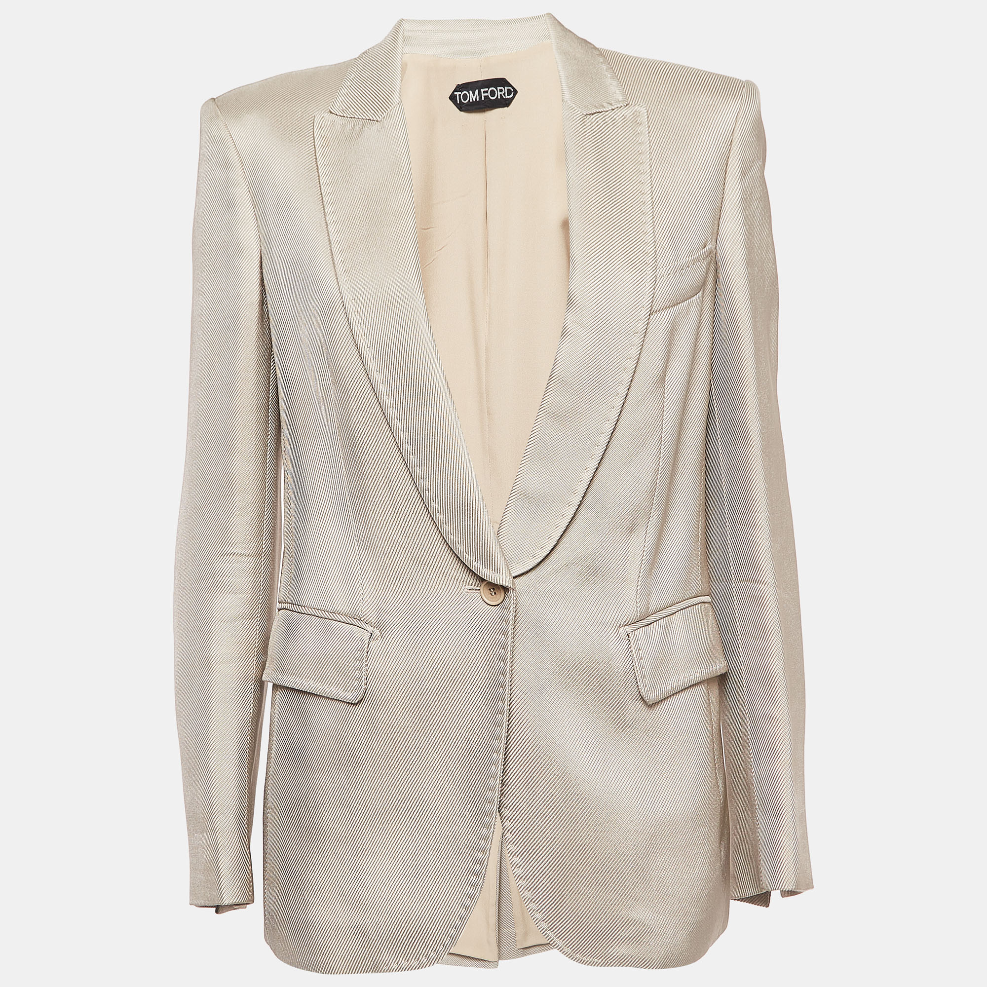 

Tom Ford Beige Textured Twill Single Breasted Blazer