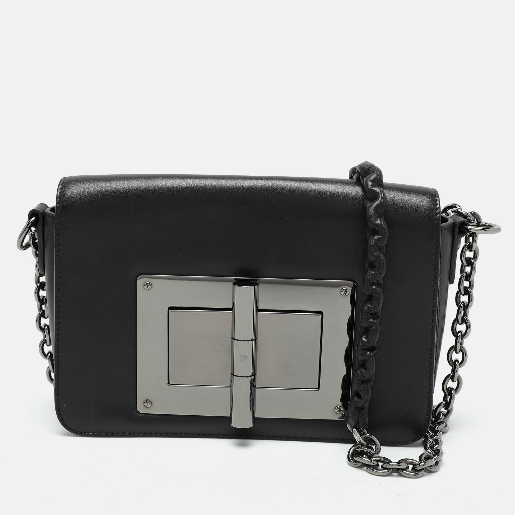 

Tom Ford Black Leather Natalia Flap Shoulder Bag