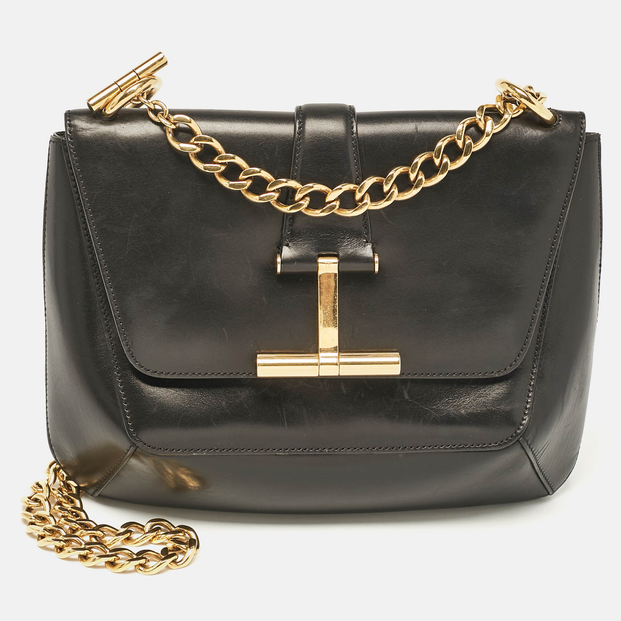 

Tom Ford Black Leather Tara Chain Shoulder Bag