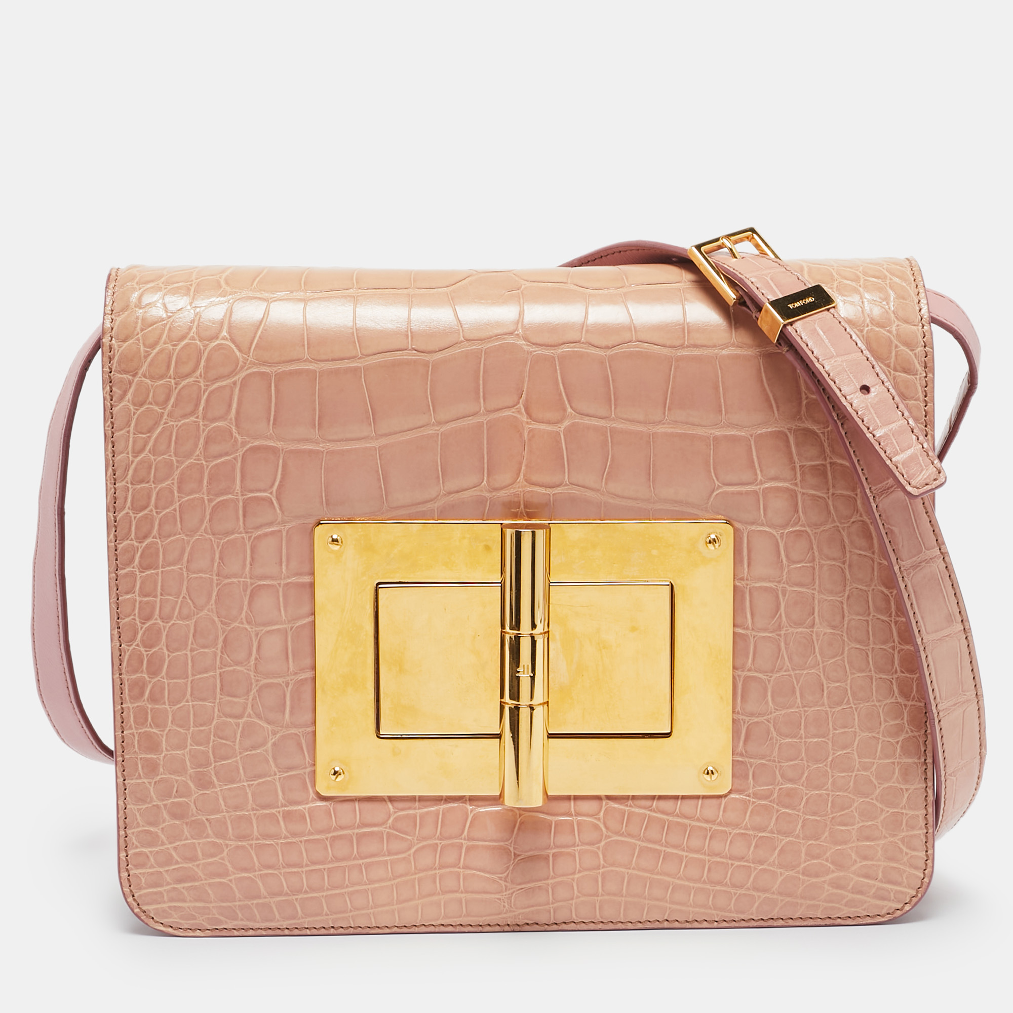 

Tom Ford Old Rose Alligator Large Natalia Shoulder Bag, Pink