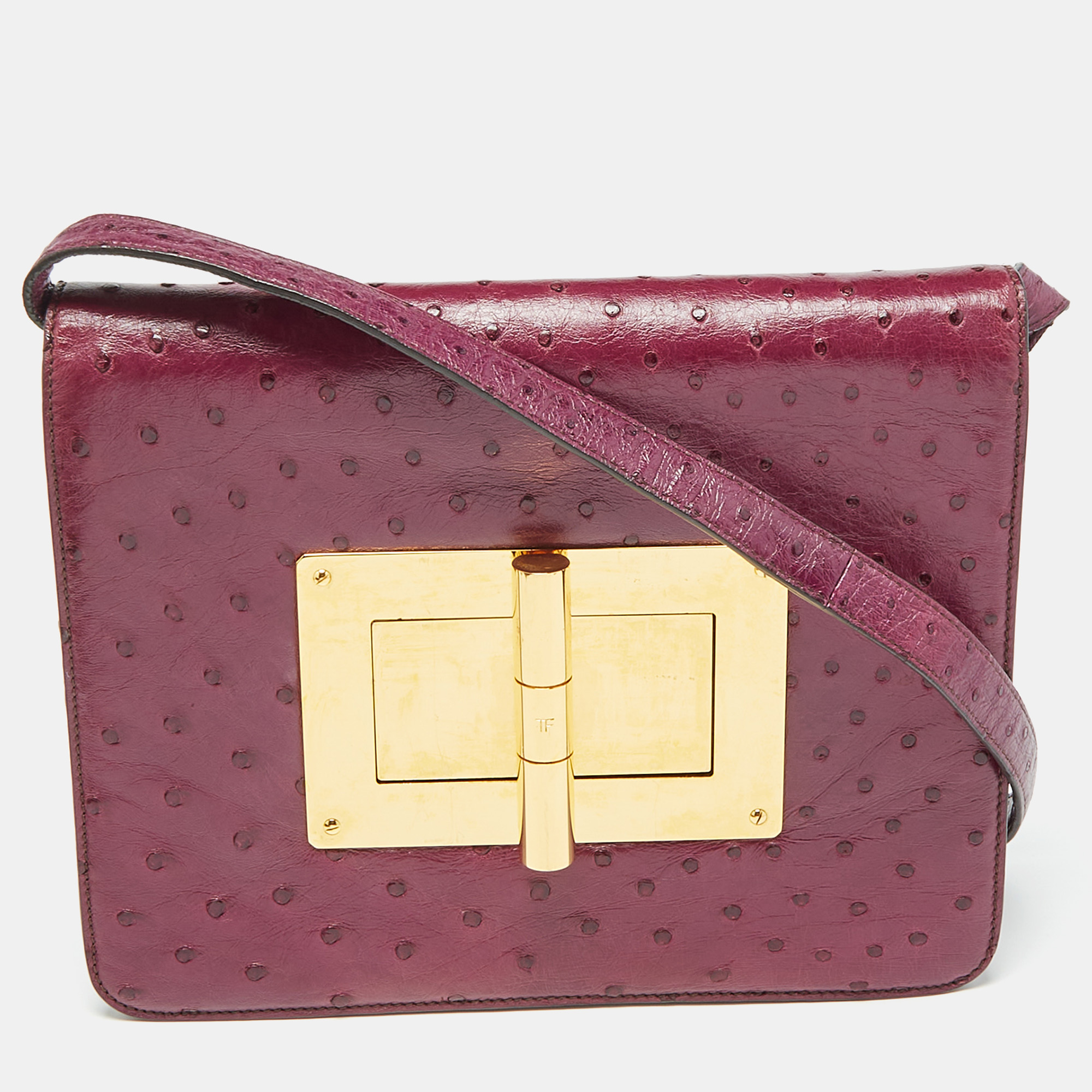 

Tom Ford Purple Ostrich Leather Large Natalia Shoulder Bag