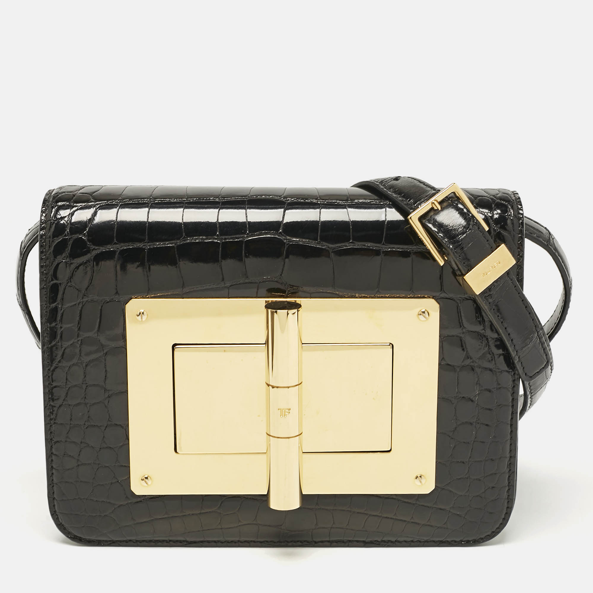 

Tom Ford Black Shine Alligator  Natalia Crossbody Bag