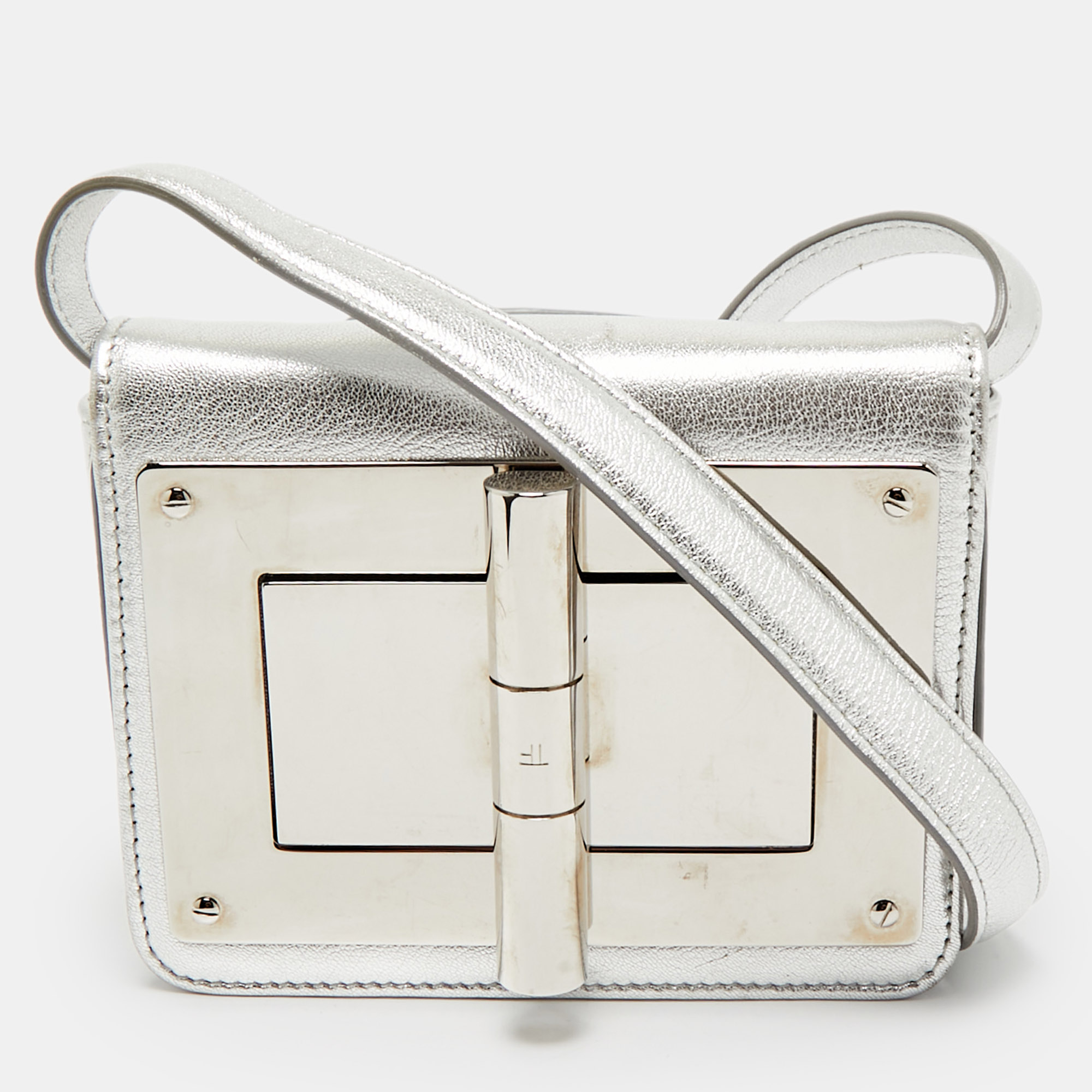 

Tom Ford Silver Leather Mini Natalia Crossbody Bag