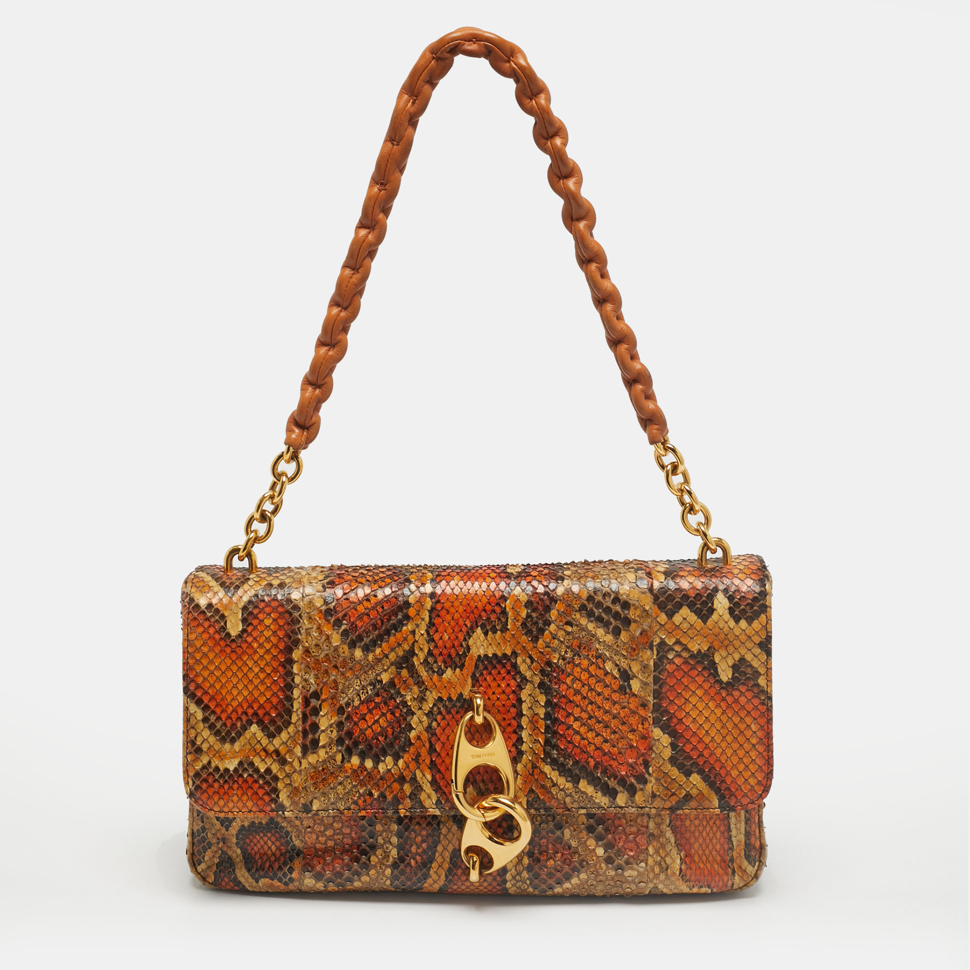 

Tom Ford Orange/Cream Python Carine Shoulder Bag