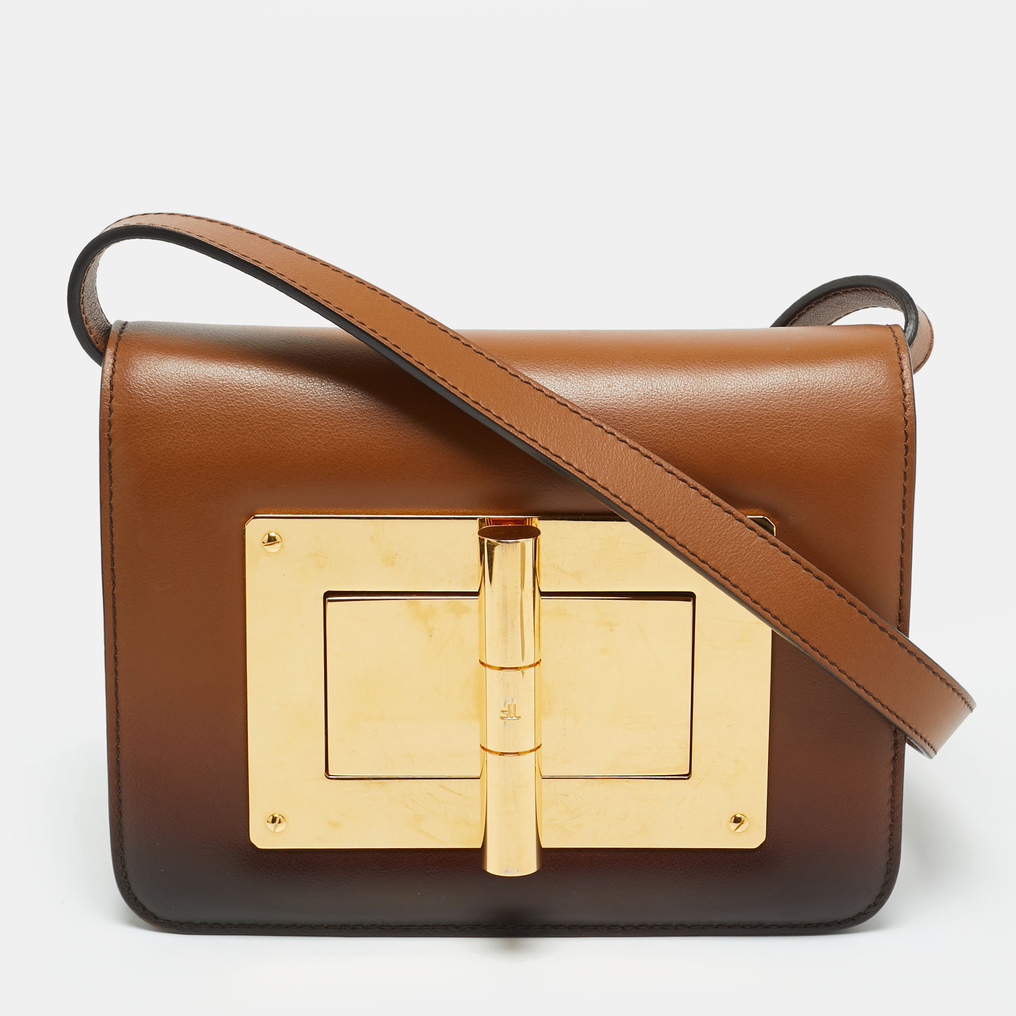 

Tom Ford Ombre Brown Leather Small Natalia Crossbody Bag