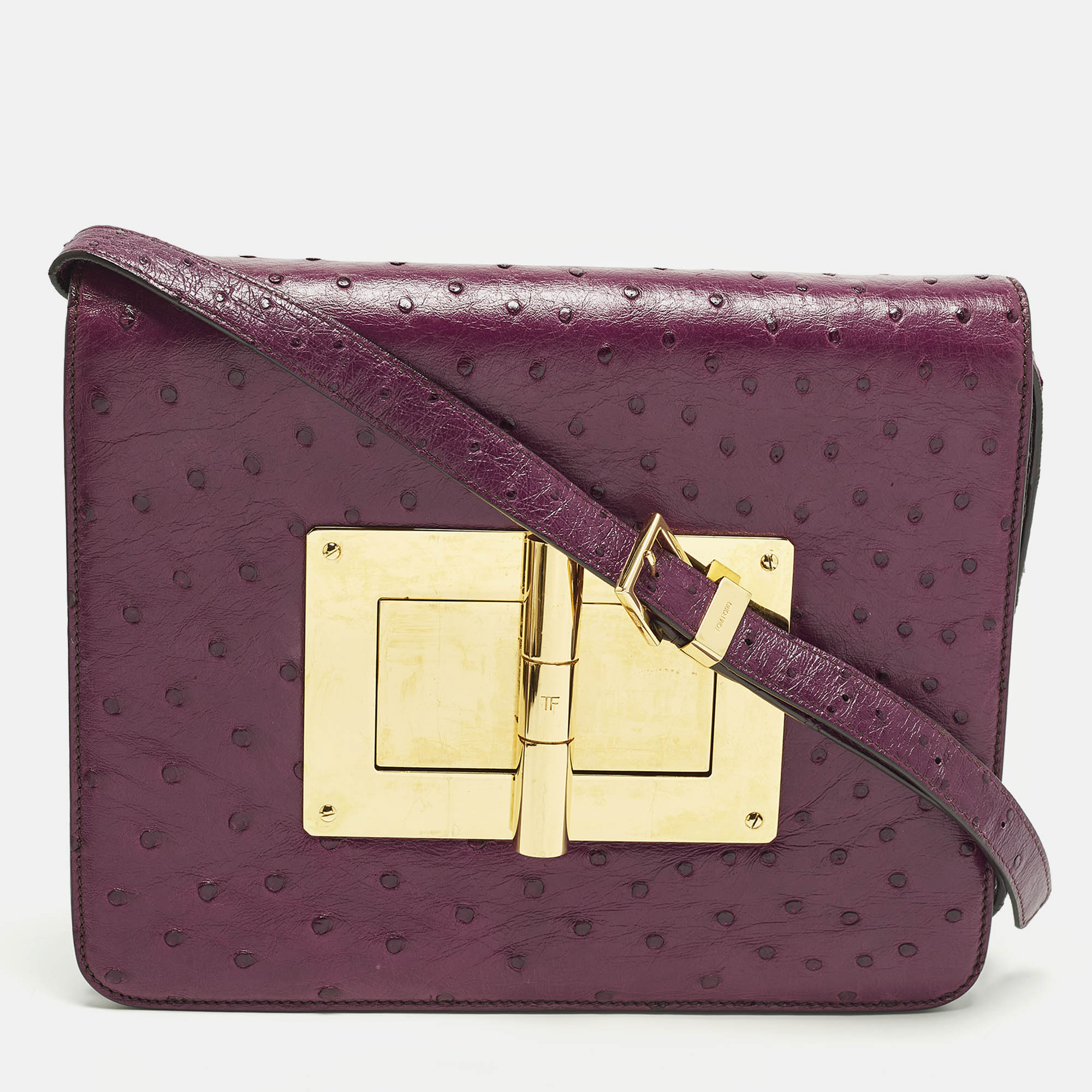 

Tom Ford Natalia Large Purple Ostrich Shoulder Bag