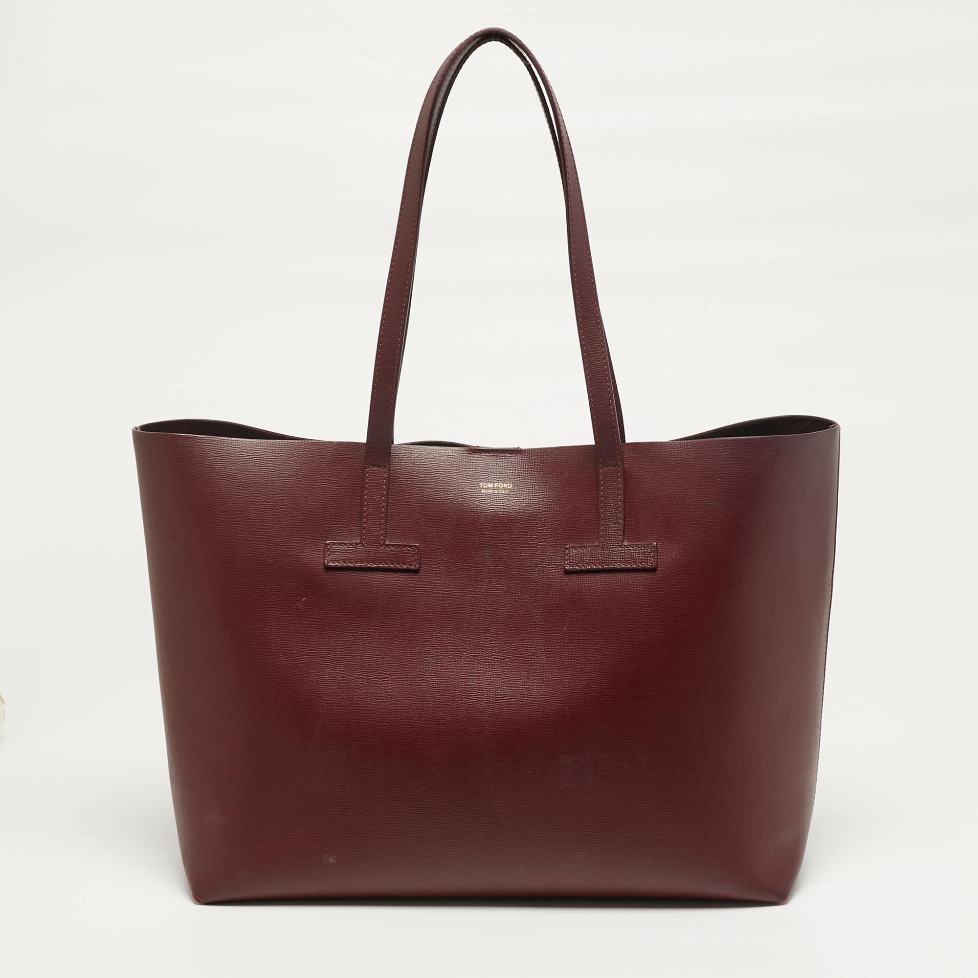 

Tom Ford T Dark Red Leather Shopper Tote