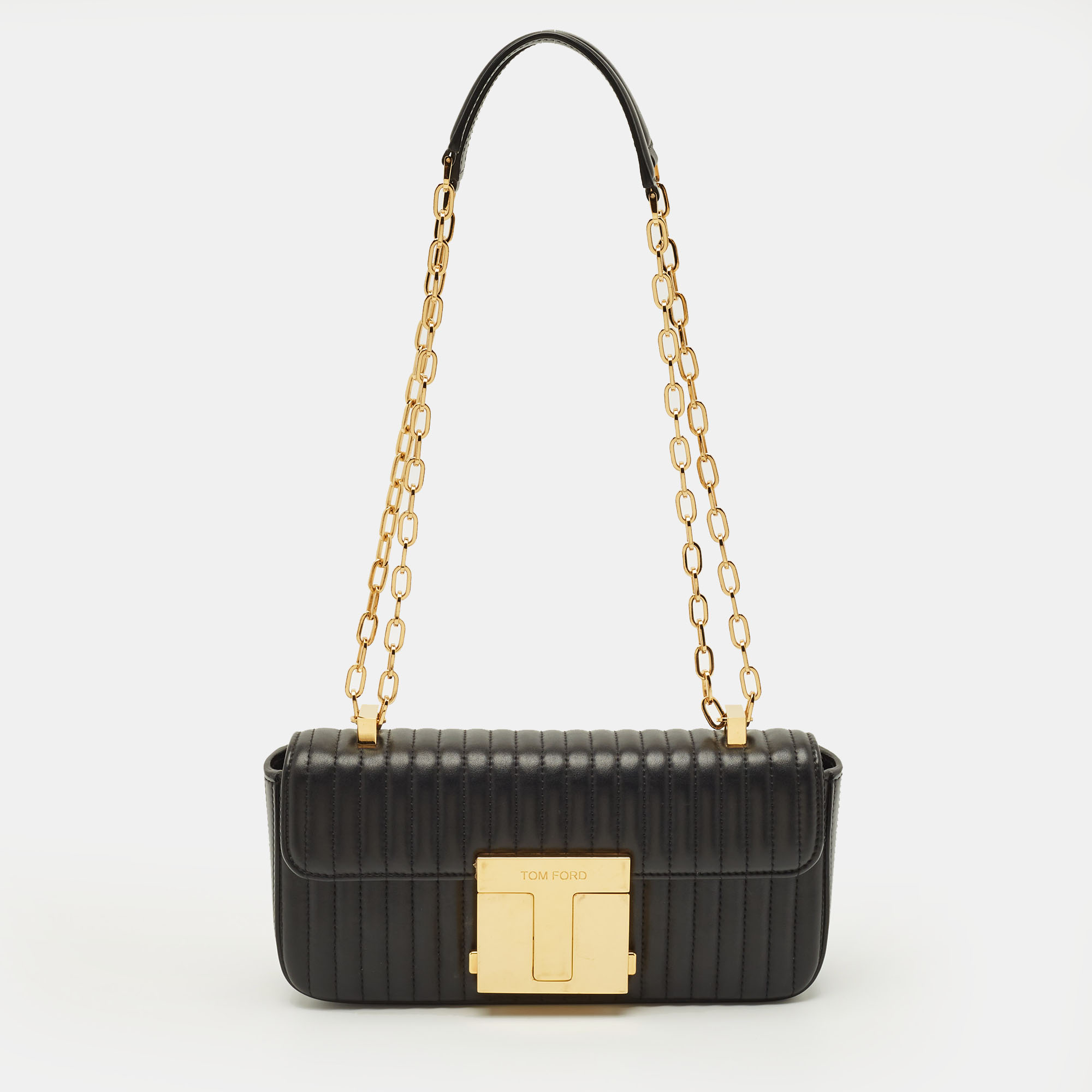 

Tom Ford T-Clasp Black Quilted Leather Shoulder Bag