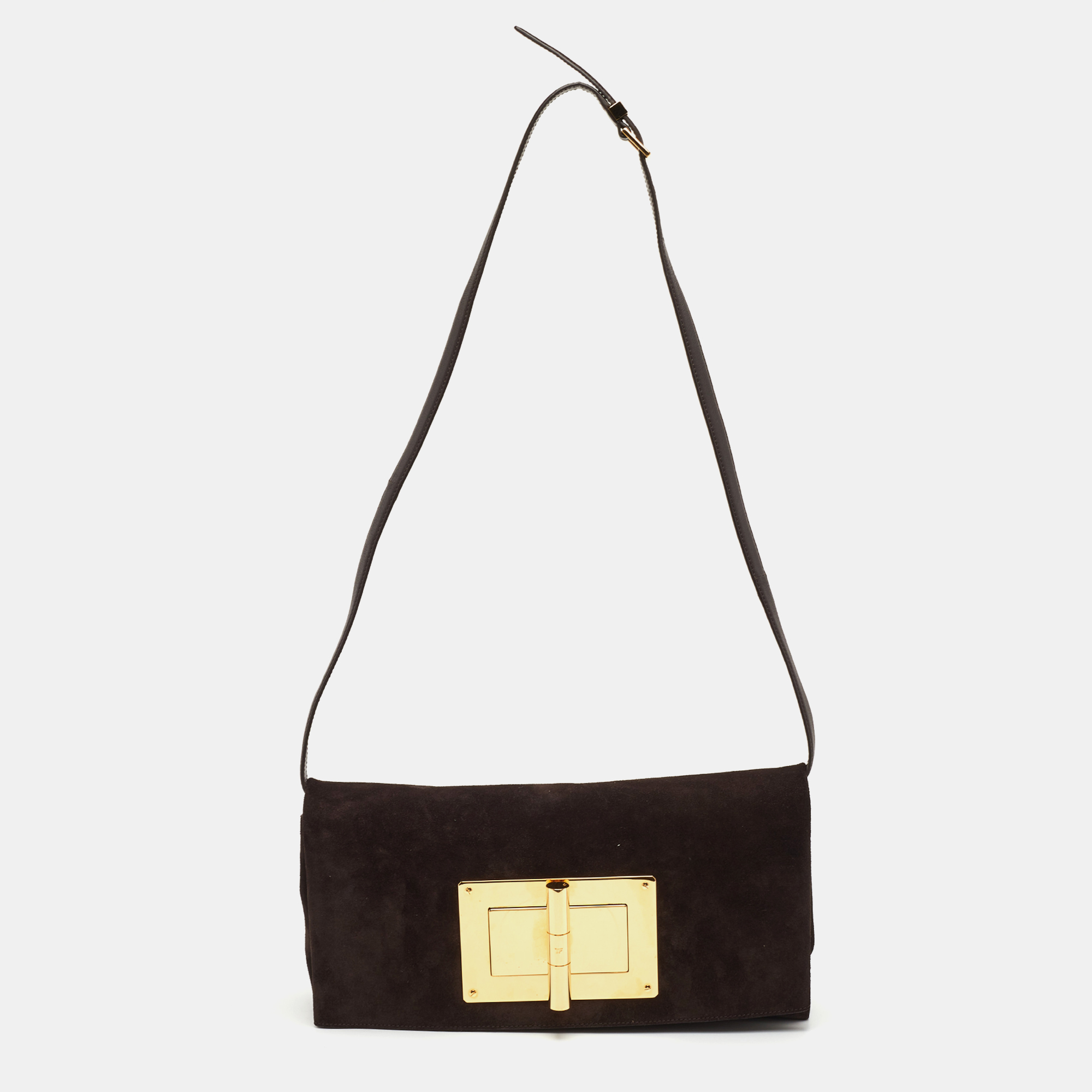

Tom Ford Natalia Dark Brown Nubuck Leather Convertible Clutch