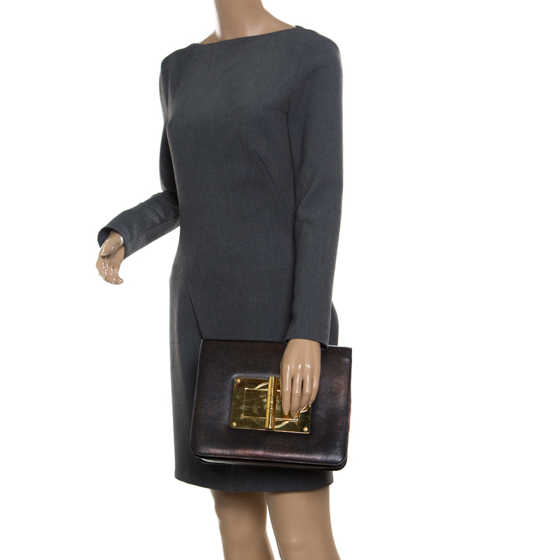 

Tom Ford Black Leather Large Natalia Clutch