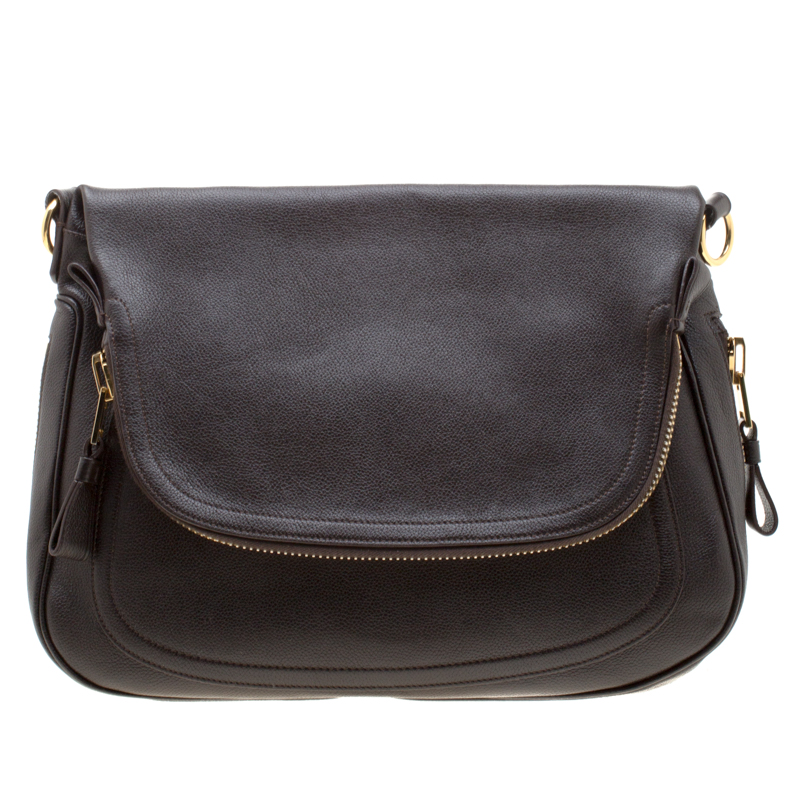 Pre Owned Tom Ford Dark Brown Leather Jennifer Shoulder Bag