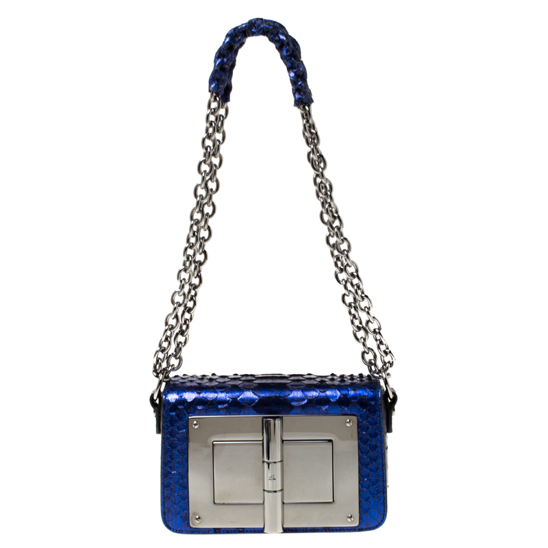 Tom Ford Electric Blue Python Mini Natalia Crossbody Bag