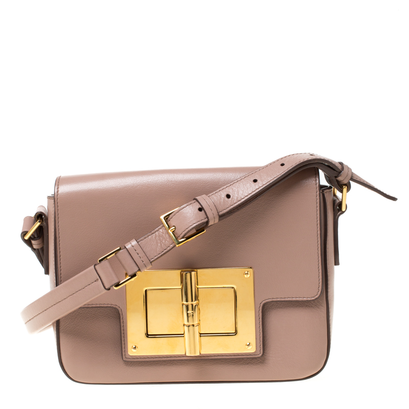 Tom Ford Beige Leather Small Natalia Crossbody Bag