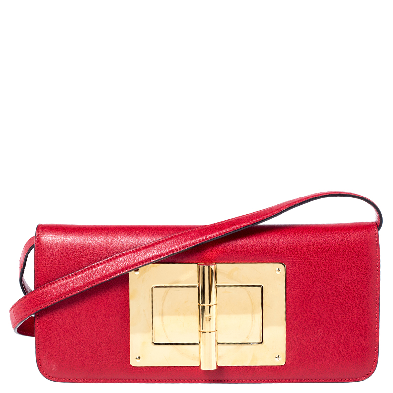 Tom Ford Red Leather Natalia Convertible Clutch