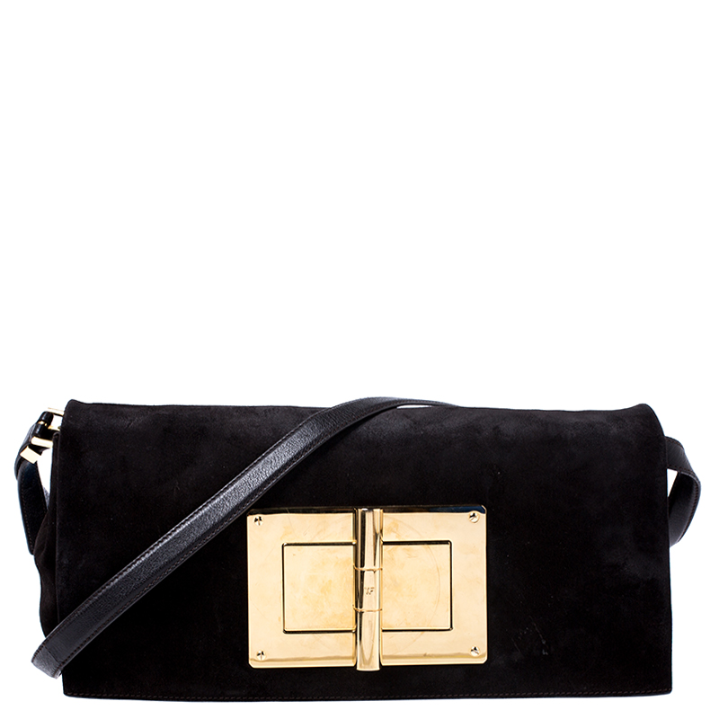 Tom Ford Dark Brown Nubuck Leather Natalia Convertible Clutch