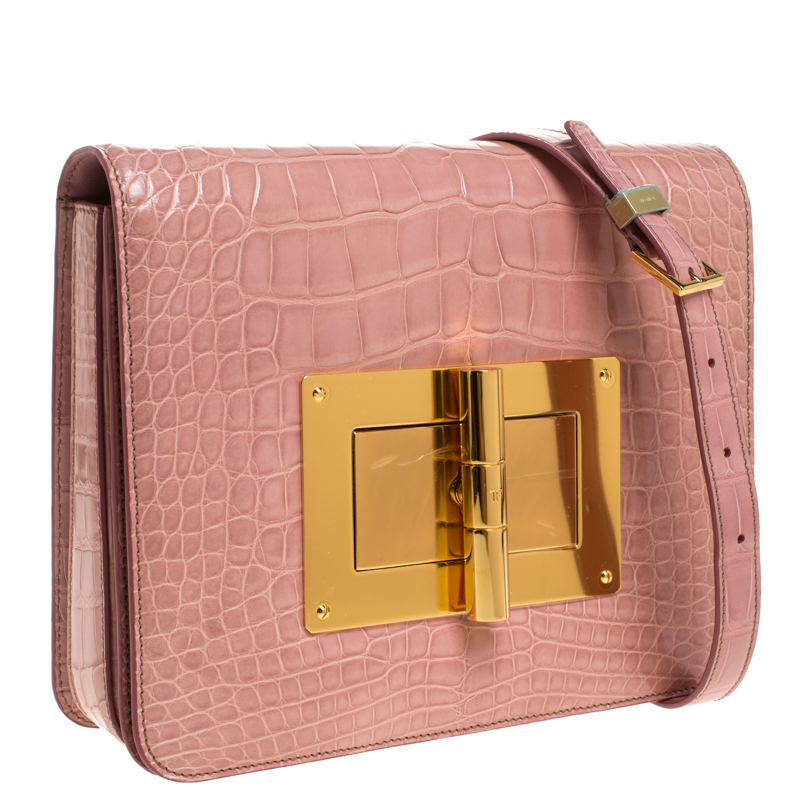 Tom Ford Natalia Large Alligator Shoulder Bag in Pink