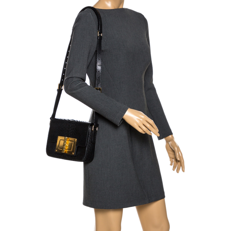 

Tom Ford Black Python Small Natalia Crossbody Bag