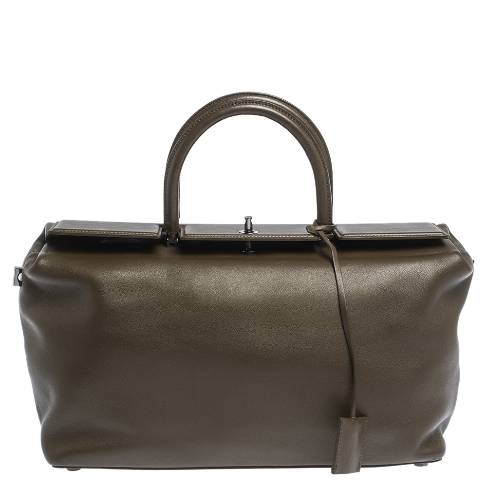 Pre Owned Tom Ford Olive Green Leather Medium India Bag