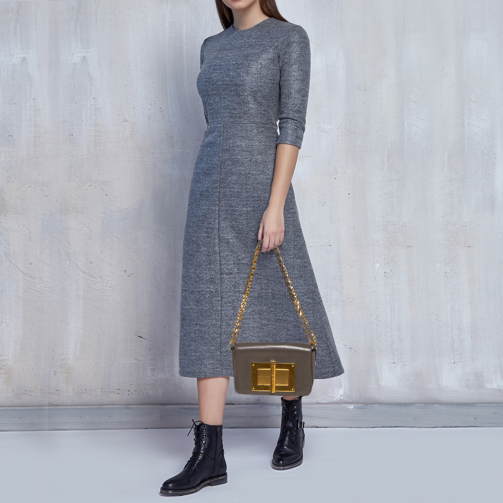 

Tom Ford Grey Leather Small Chain Natalia Shoulder Bag