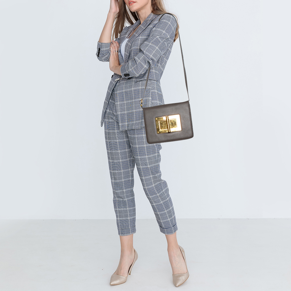 

Tom Ford Grey Leather Medium Natalia Shoulder Bag