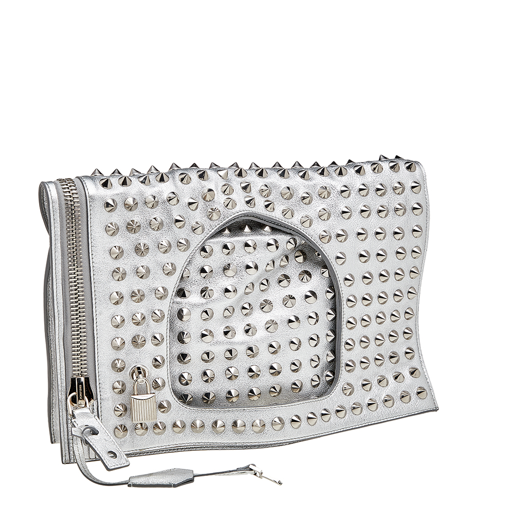 

Tom Ford Silver Leather Alix Studded Shoulder Bag