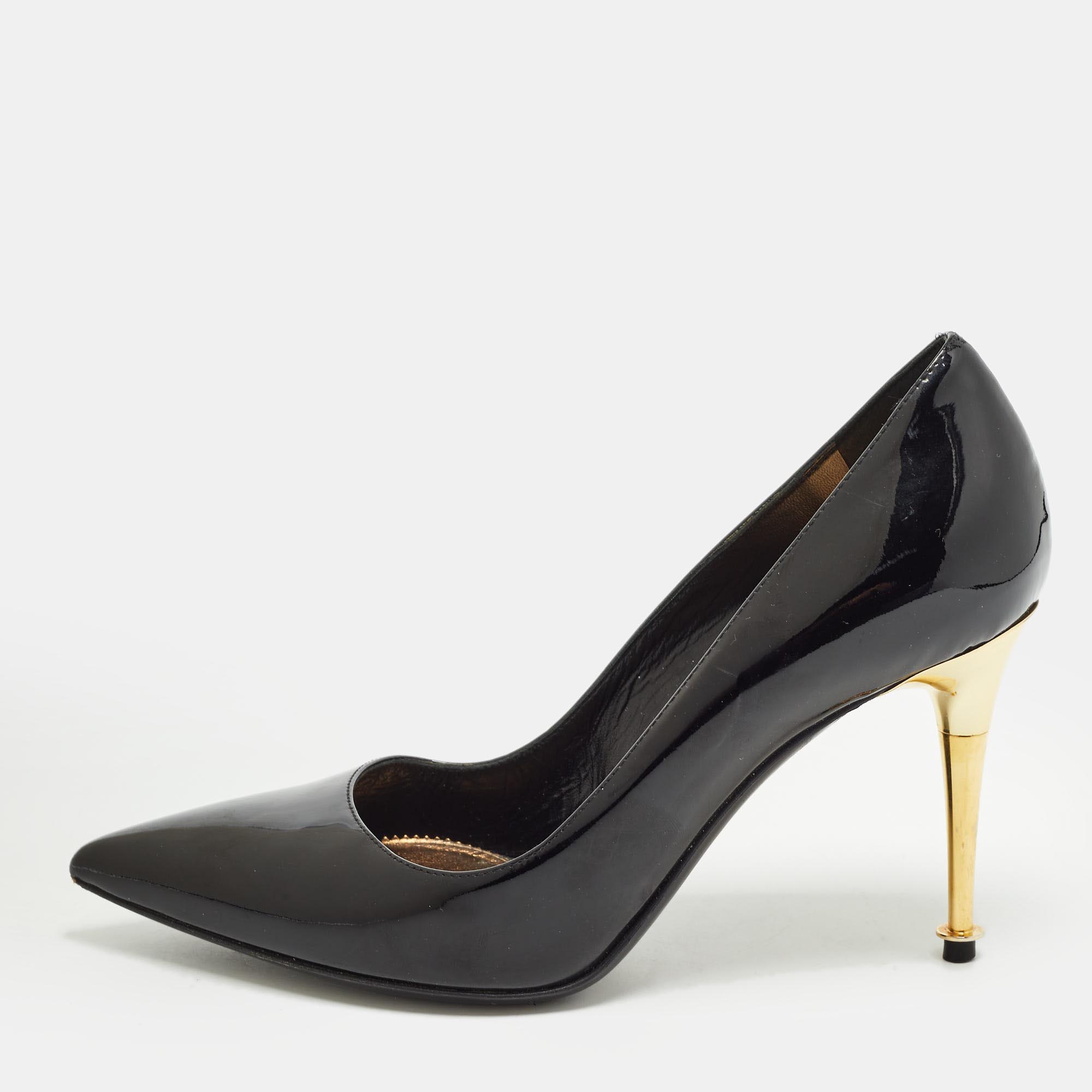 Pre-owned Tom Ford Black Patent Leather Pointed Toe Pumps Size 35
