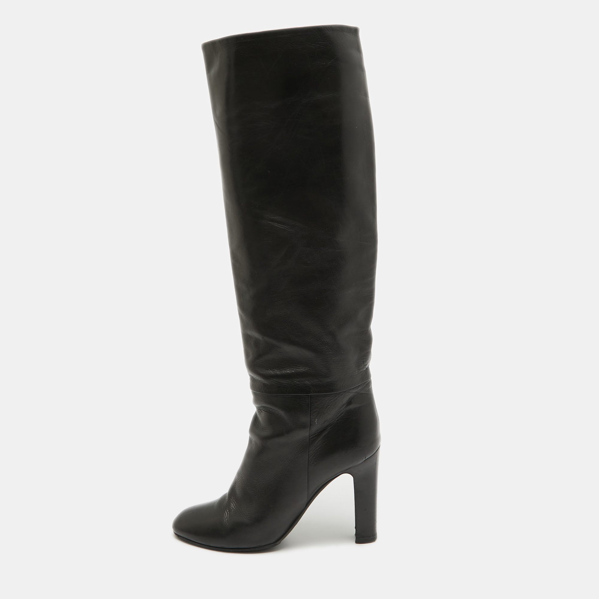 

Tom Ford Black Leather Knee Length Boots Size