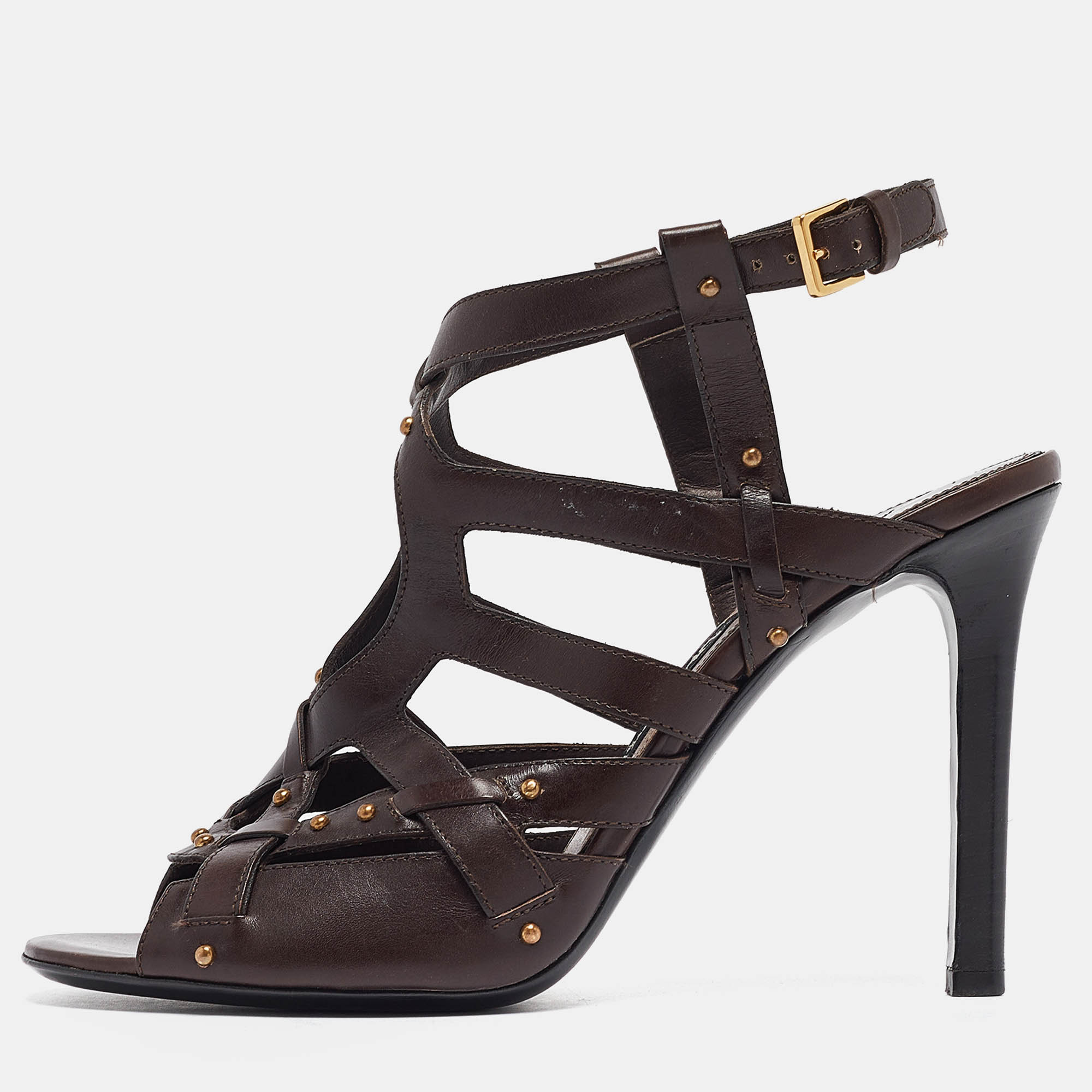 

Tom Ford Brown Leather Ankle Strap Sandals Size