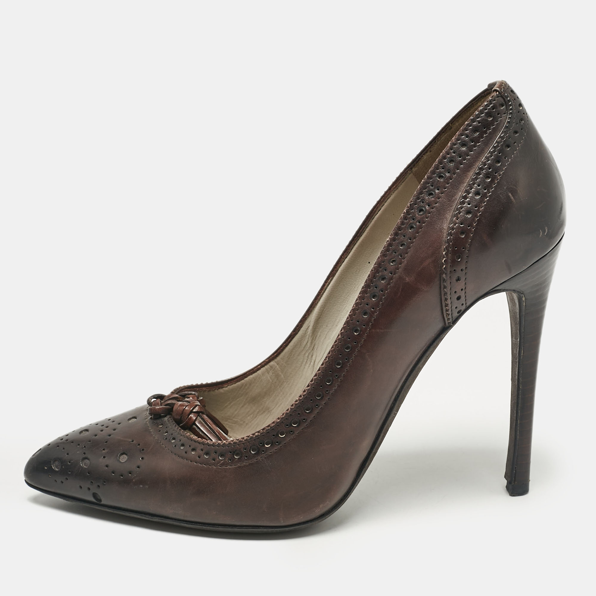 

Tom Ford Brown Leather Bow Pointed Toe Pumps Size