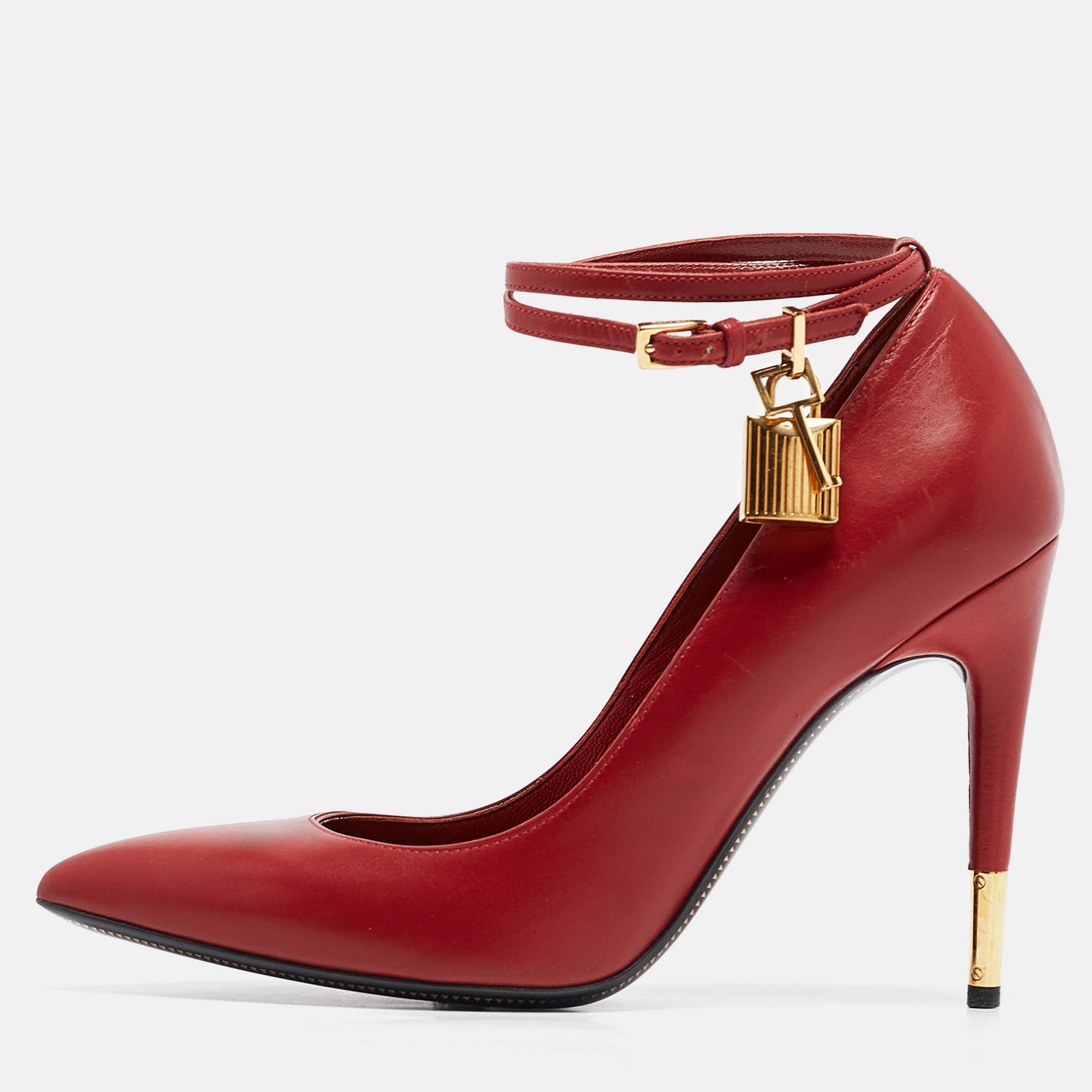 

Tom Ford Red Leather Padlock Pumps Size