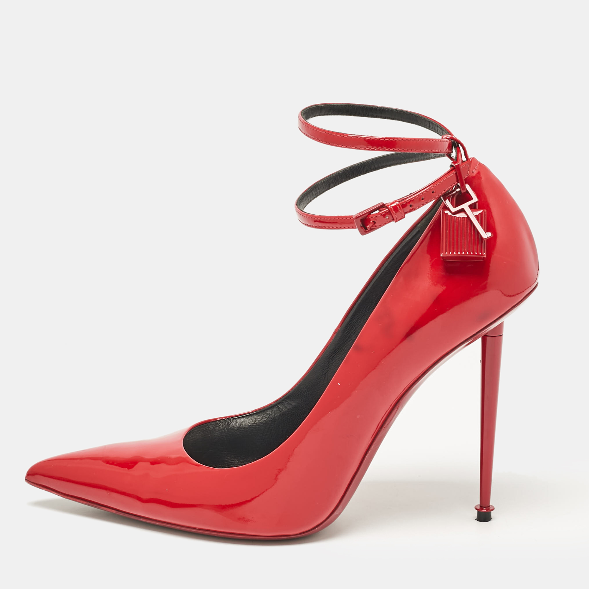 

Tom Ford Red Patent Leather Padlock Pumps Size