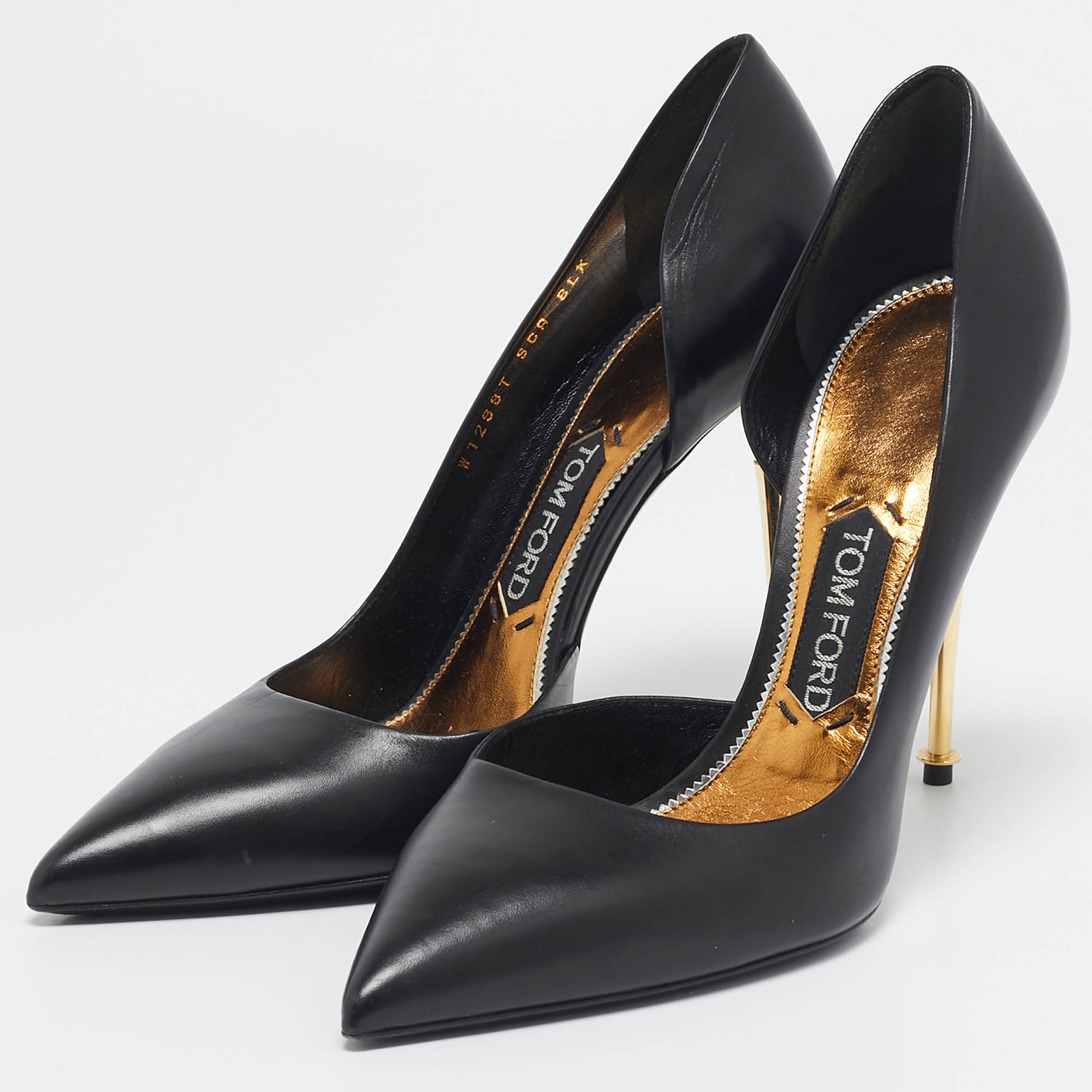 Tom Ford Black Leather Pointed Toe D`Orsay Pumps Size 40 