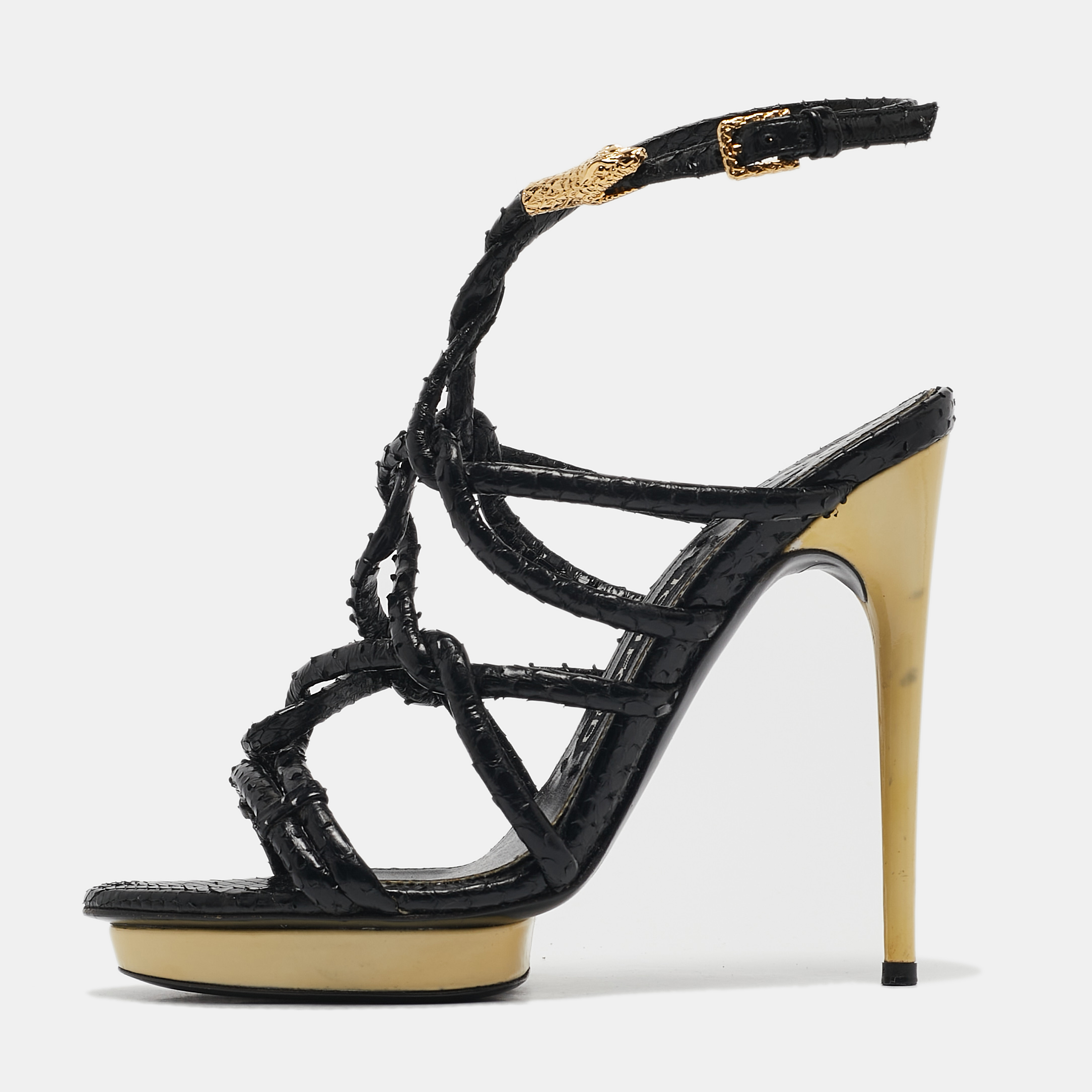 

Tom Ford Black Python Leather Strappy Sandals Size