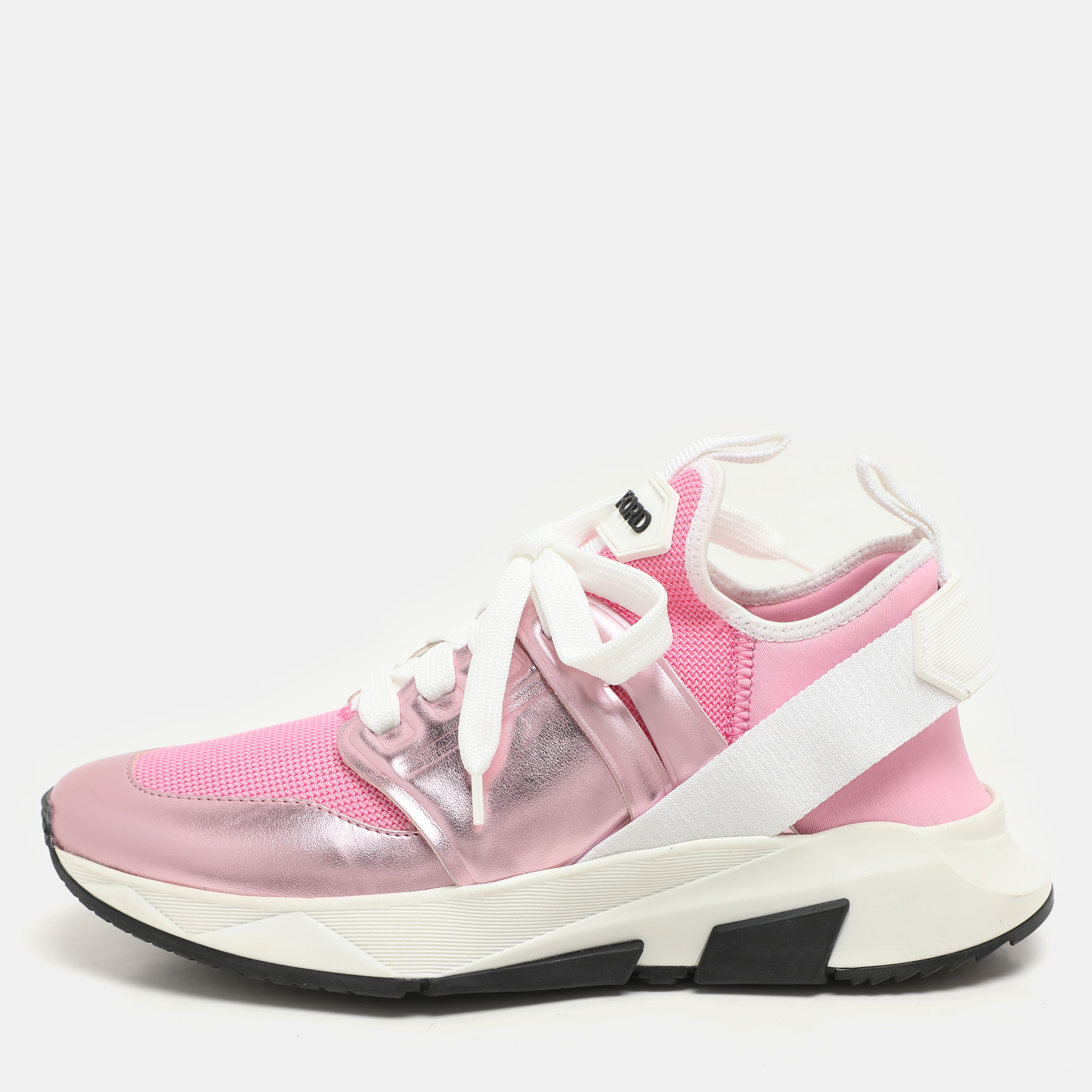 

Tom Ford Pink Leather and Mesh Jago Low Top Sneakers Size