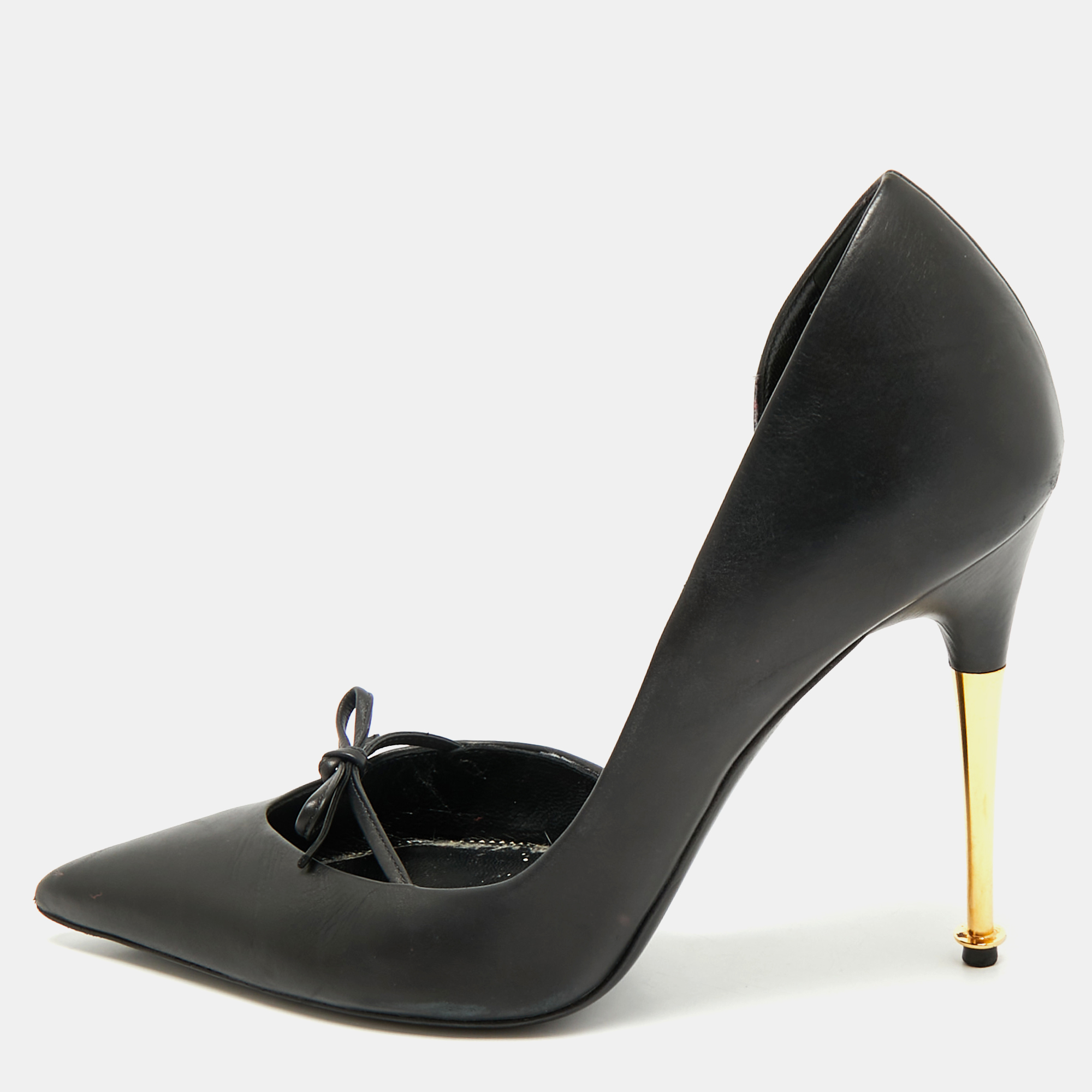 

Tom Ford Black Leather Bow D'orsay Pumps Size
