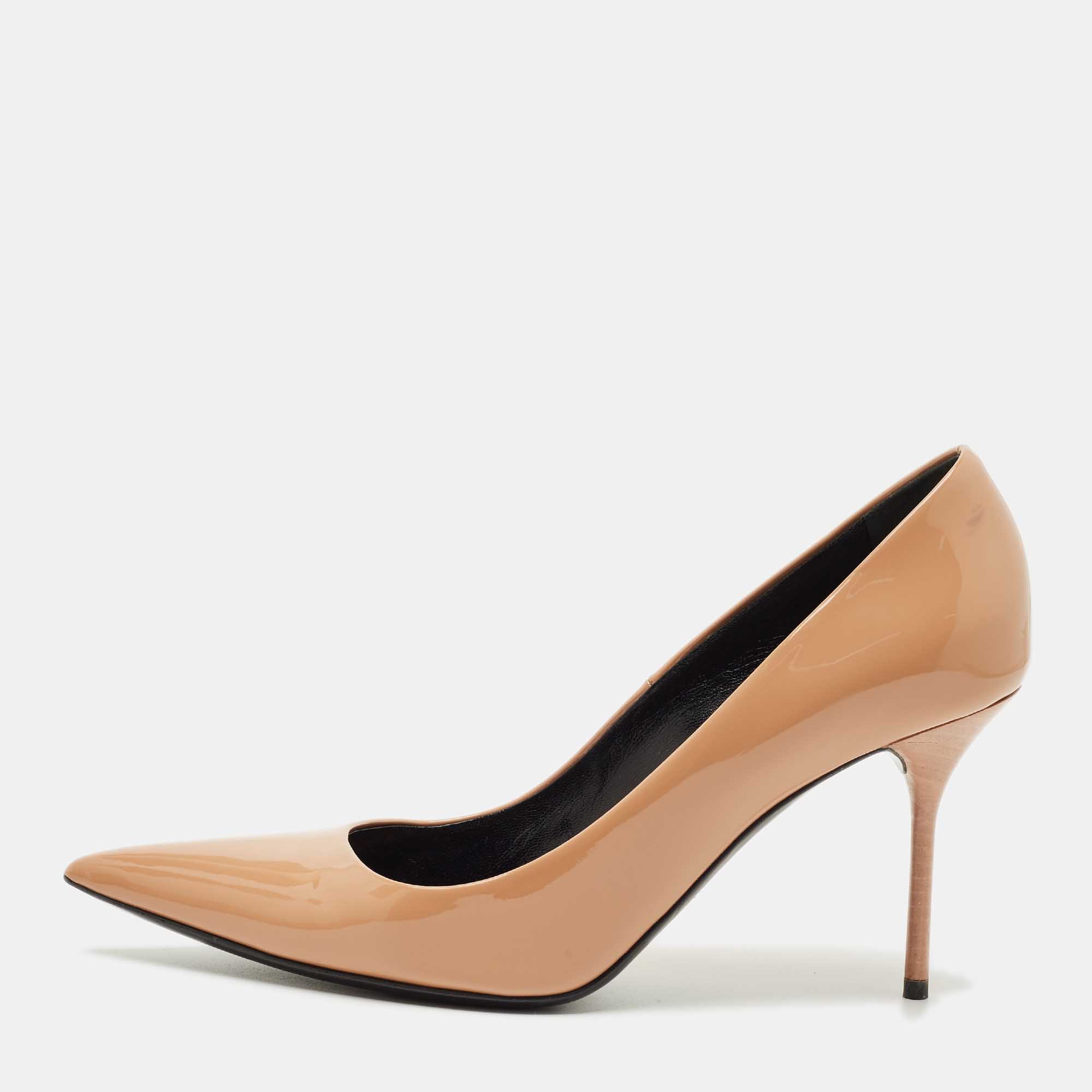 Pre-owned Tom Ford Beige Patent Leather Classic Pointed Toe Pumps Size 40 In Sand